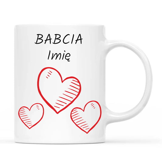 Kubek dla babci - Serca - personalizowany B01 - StoryCups.pl