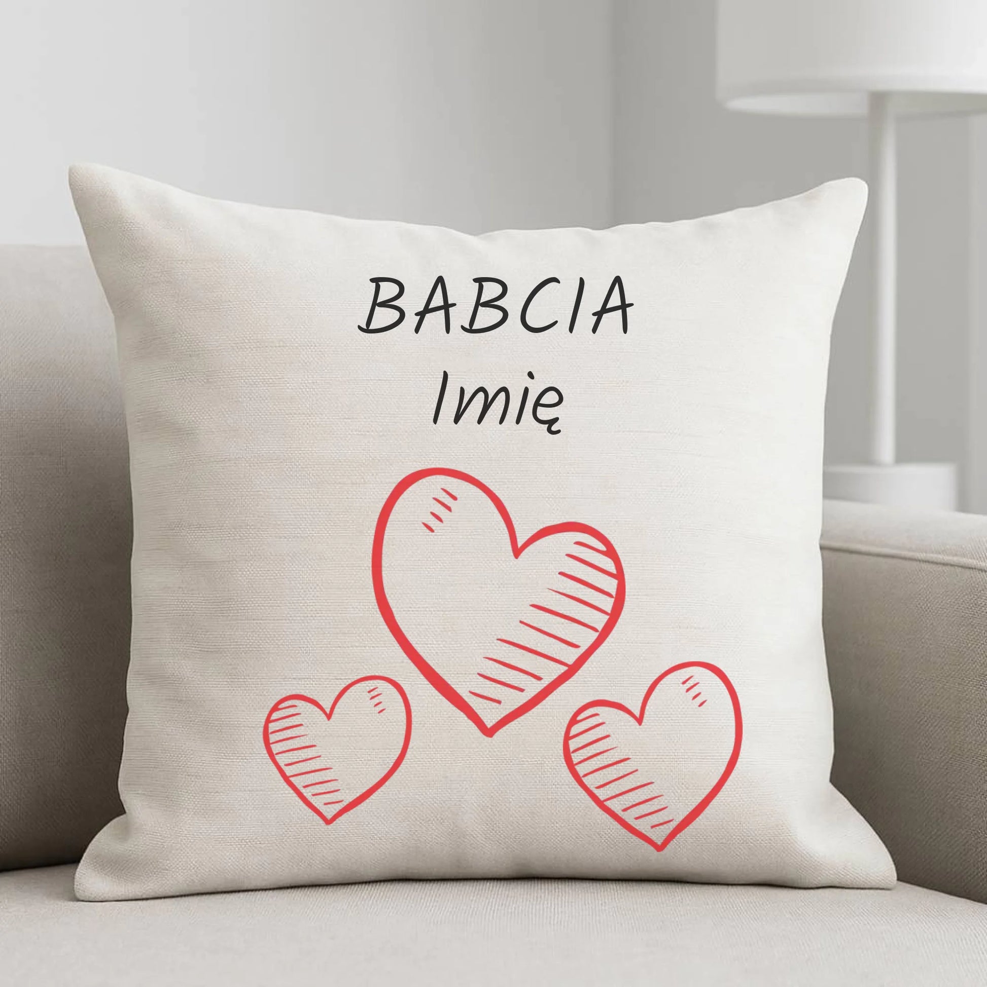 Poduszka dla babci - Serca - personalizowana B01 - StoryCups.pl