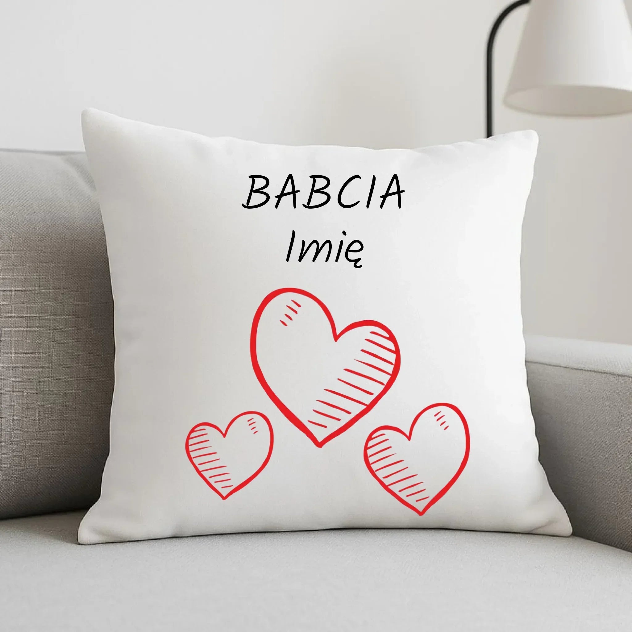 Poduszka dla babci - Serca - personalizowana B01 - StoryCups.pl