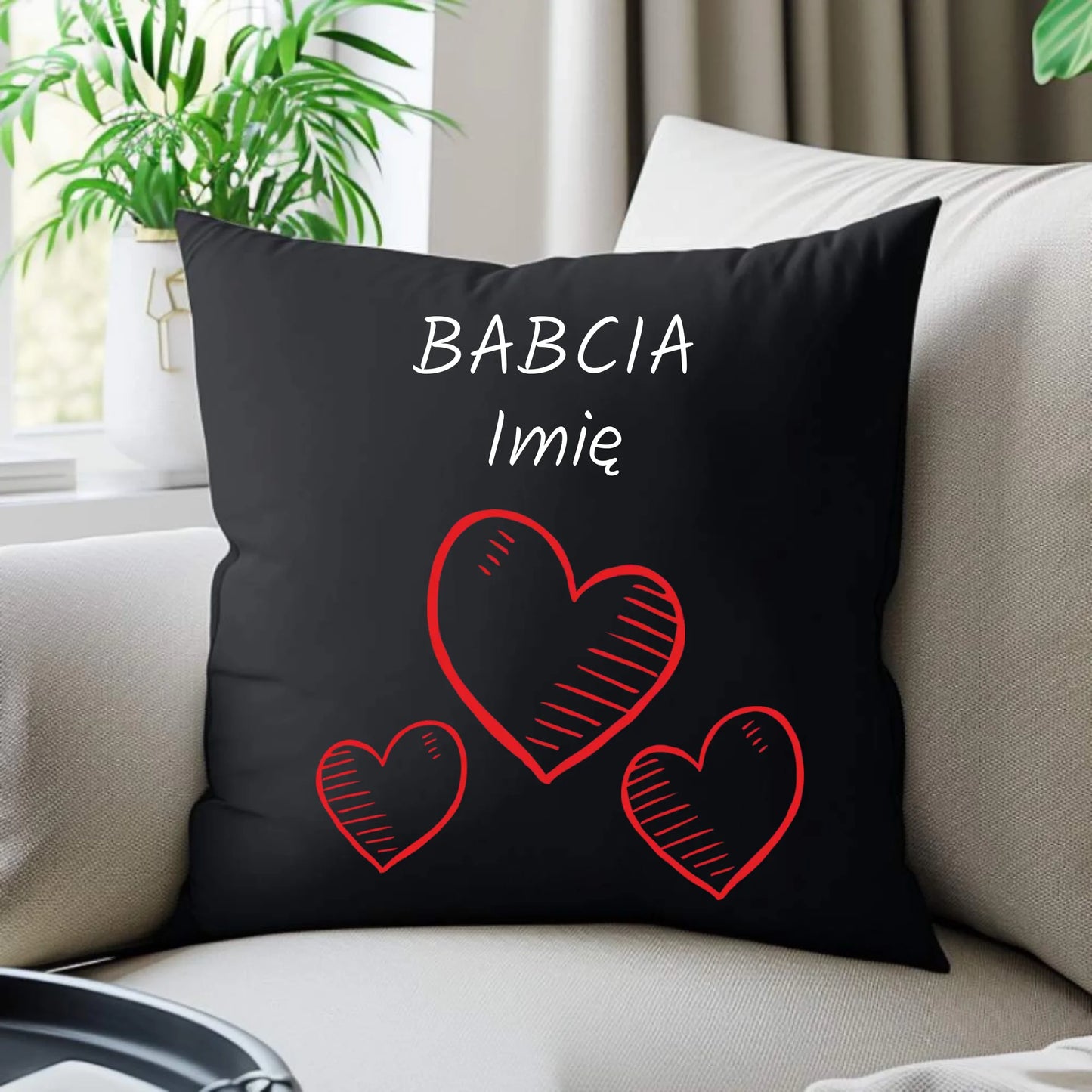 Poduszka dekoracyjna dla babci - Serca - personalizowana B01 - StoryCups.pl