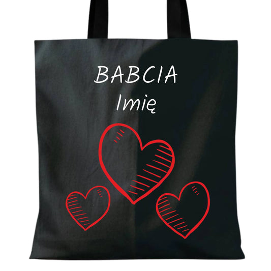Torba dla babci - Serca - personalizowana B01 - StoryCups.pl
