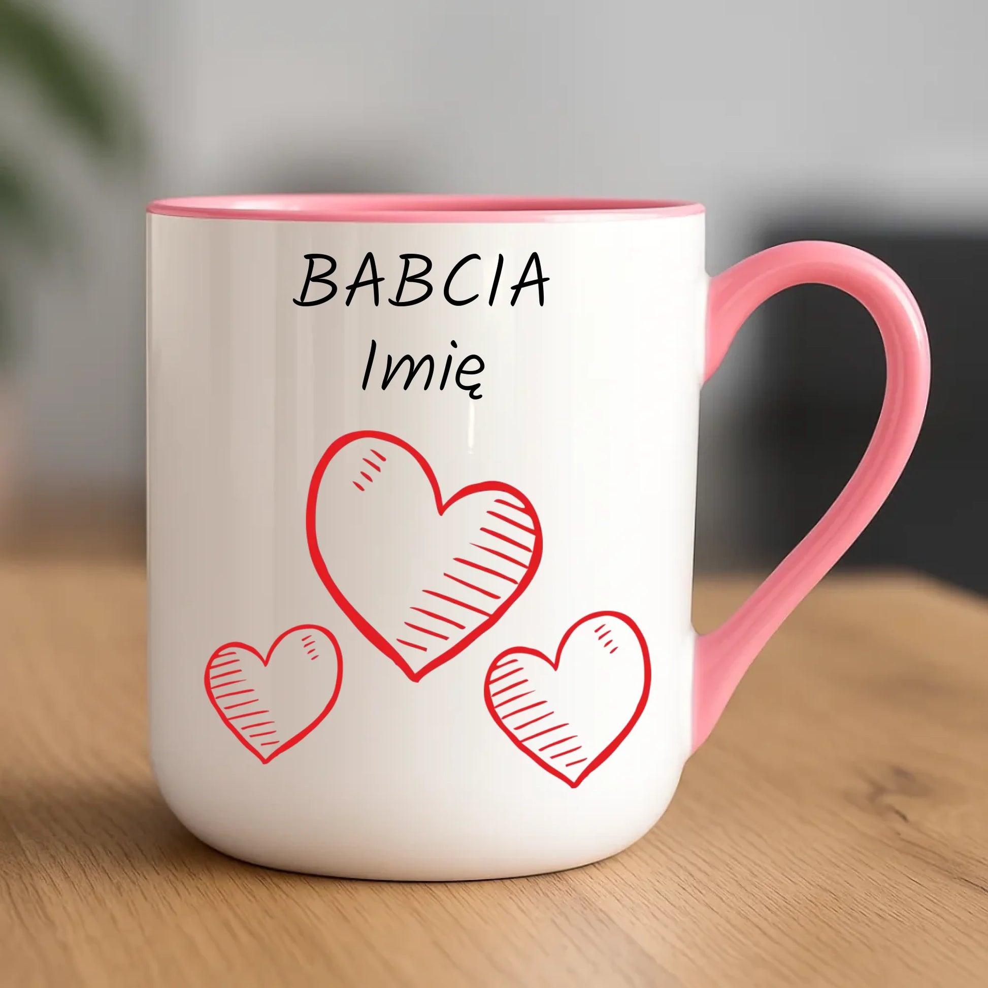 Kubek elegant dla babci - Serca - personalizowany B01 - StoryCups.pl