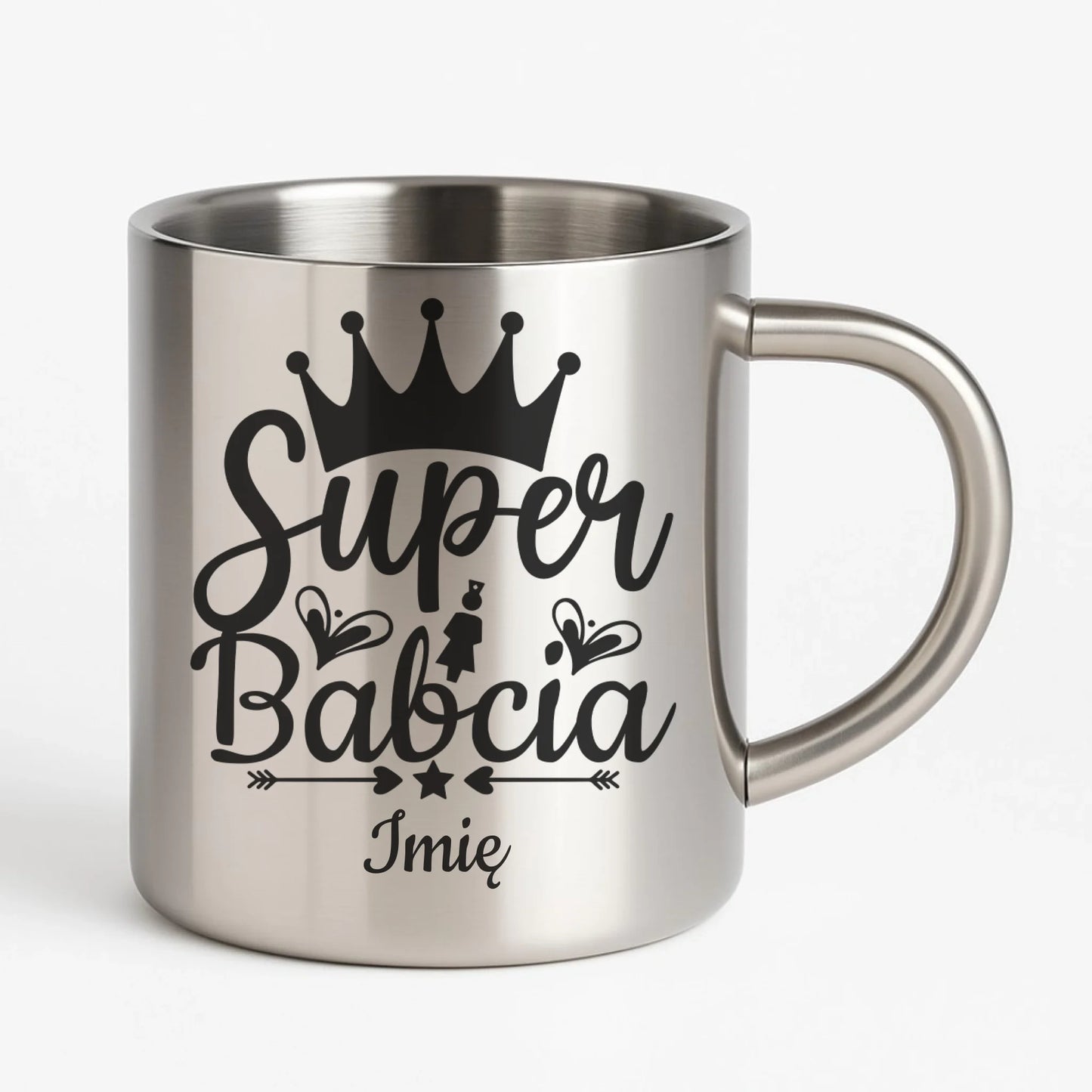 Kubek metalowy dla babci - Super Babcia - personalizowany B03 - StoryCups.pl