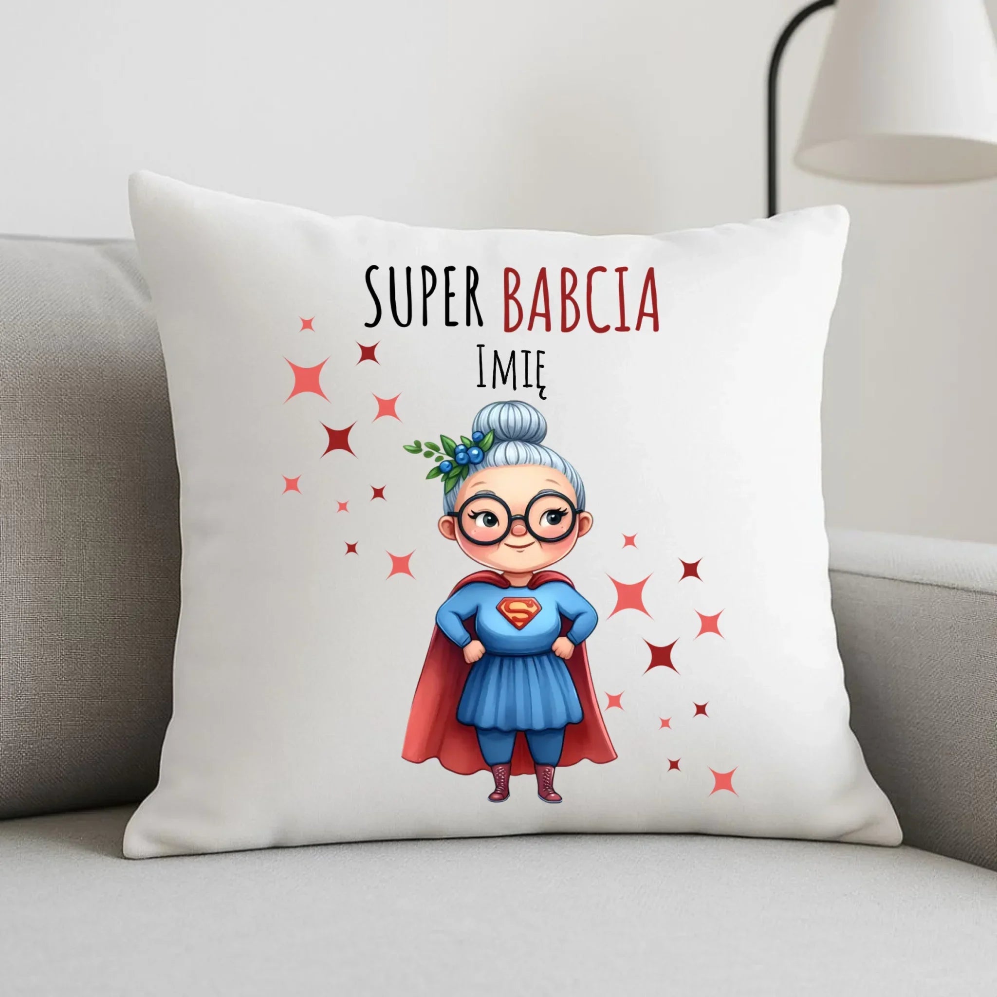 Poduszka dla babci - Super Babcia - personalizowana B02 - StoryCups.pl