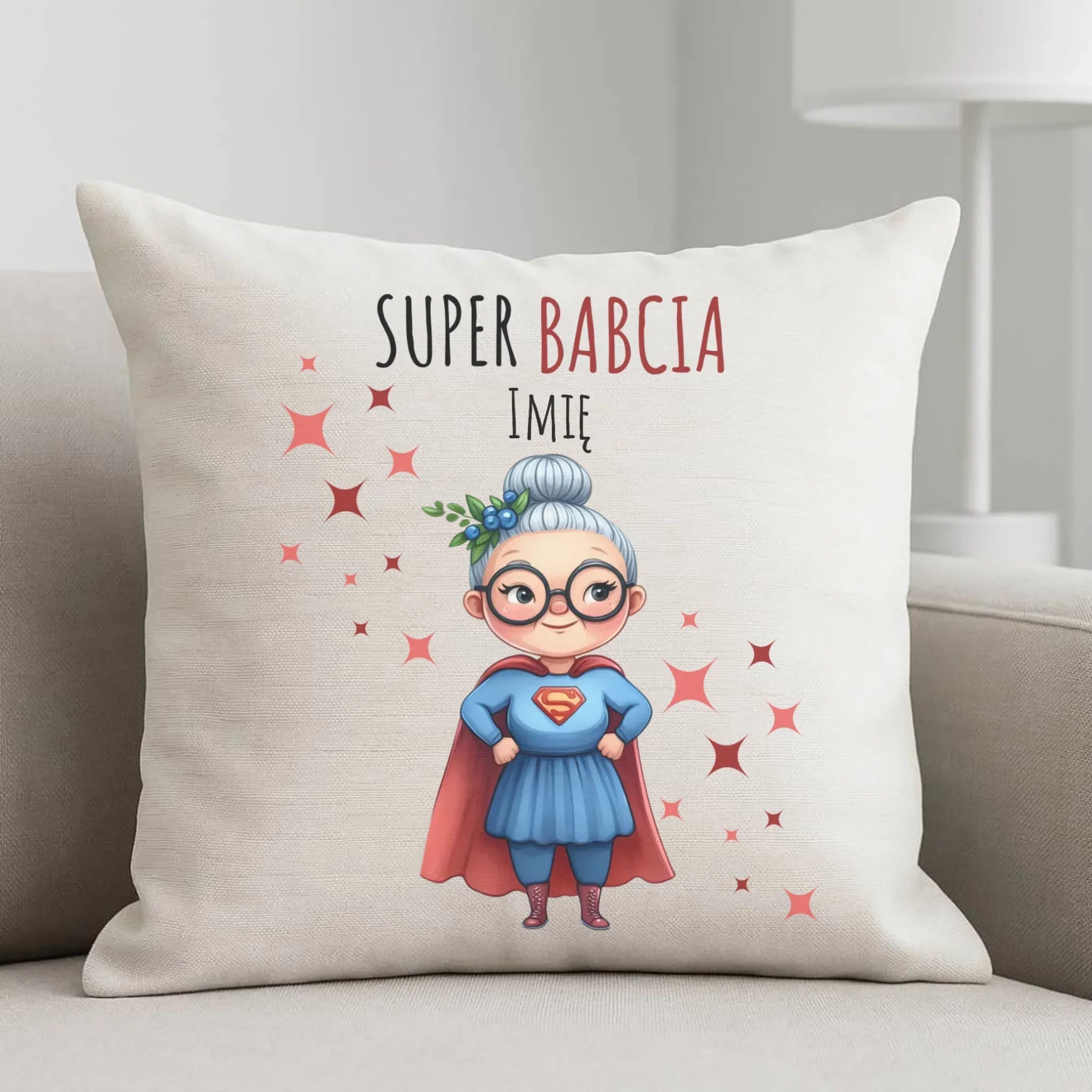 Poduszka dla babci - Super Babcia - personalizowana B02 - StoryCups.pl