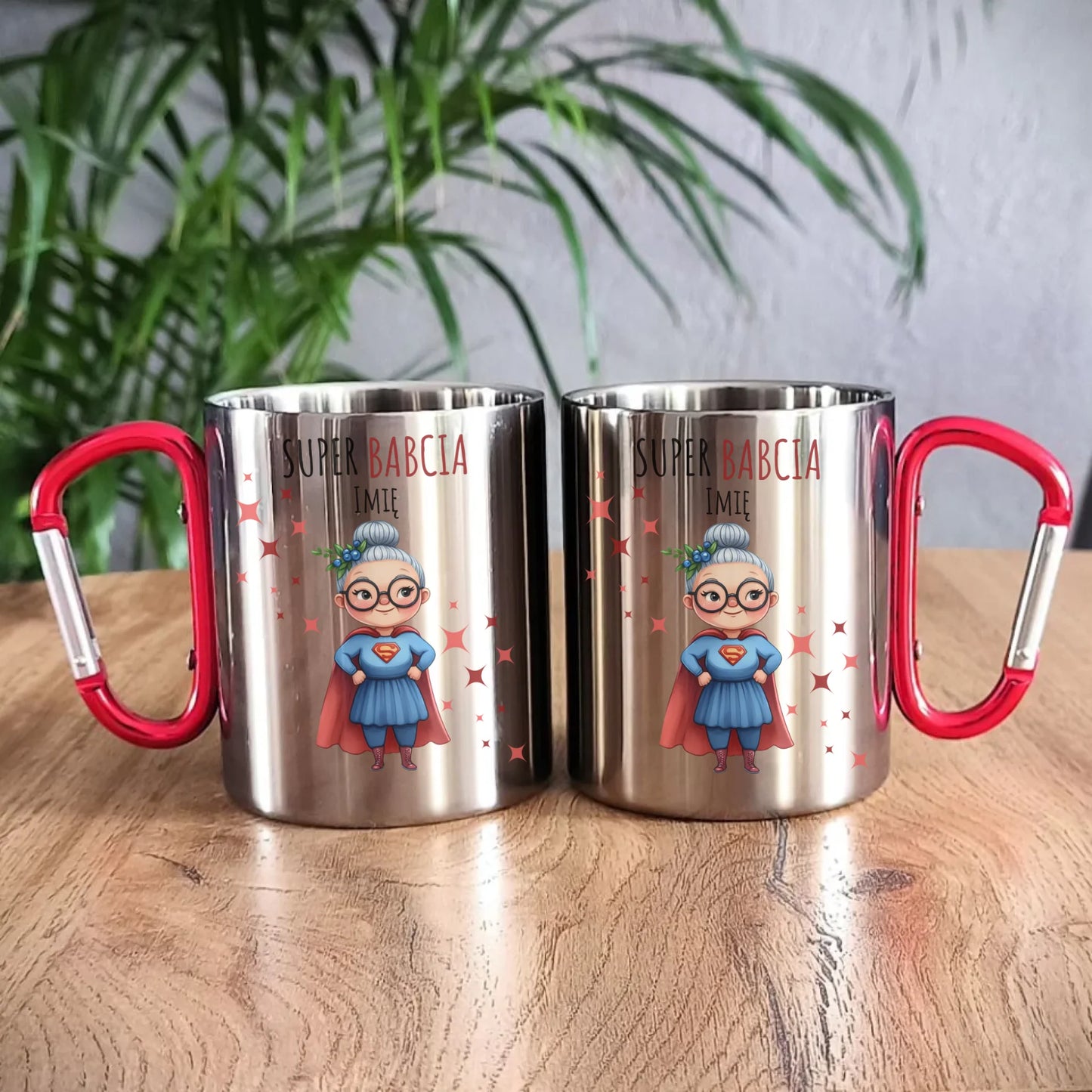 Kubek metalowy dla babci - Super Babcia - personalizowany B02 - StoryCups.pl