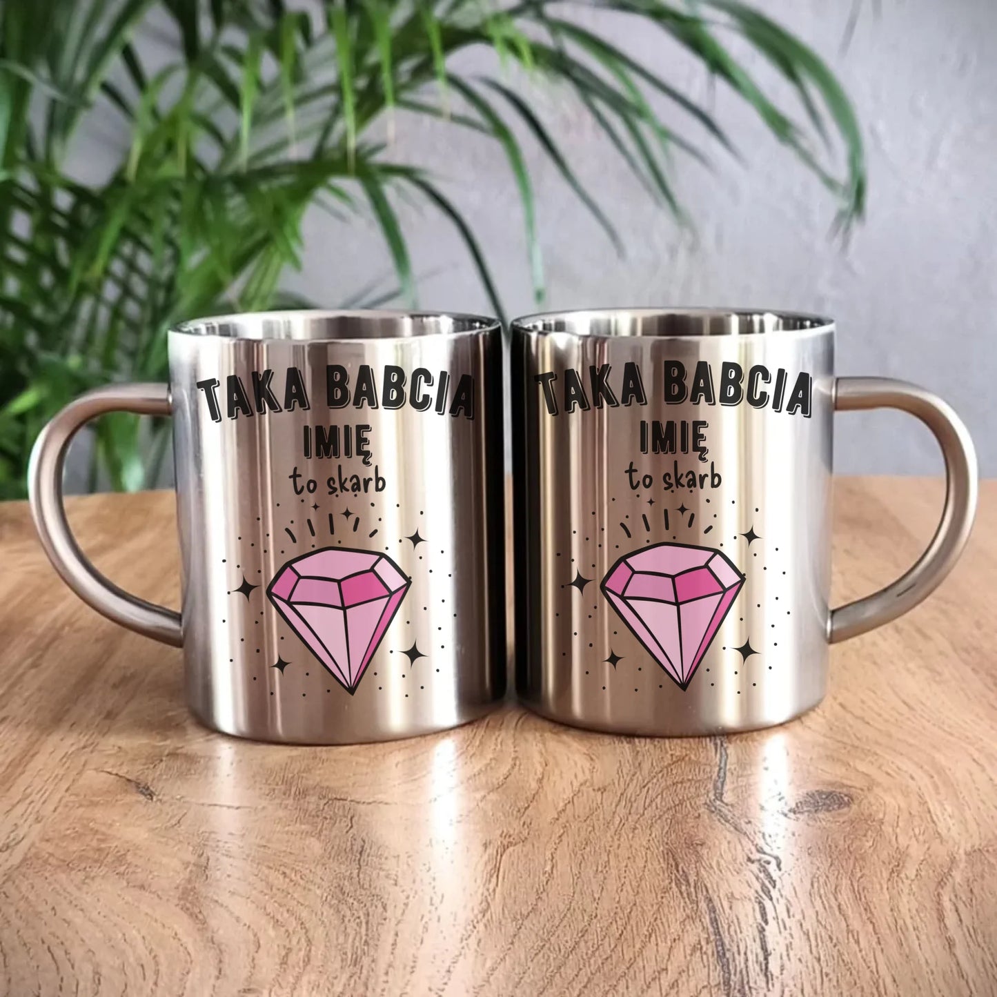 Kubek metalowy dla babci - Taka Babcia to skarb - personalizowany B06 - StoryCups.pl