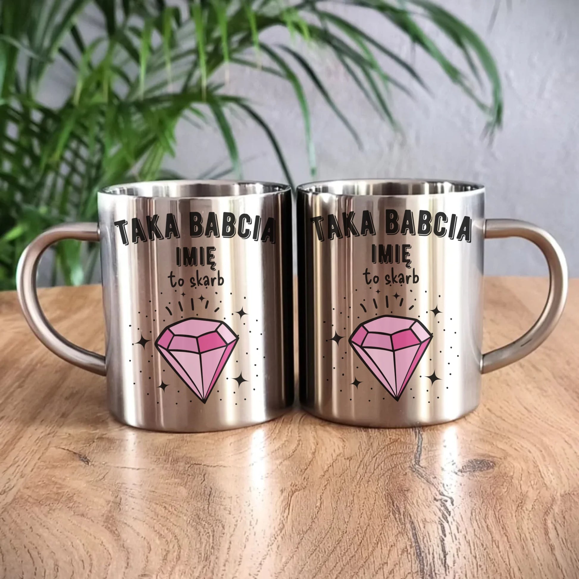 Kubek metalowy dla babci - Taka Babcia to skarb - personalizowany B06 - StoryCups.pl