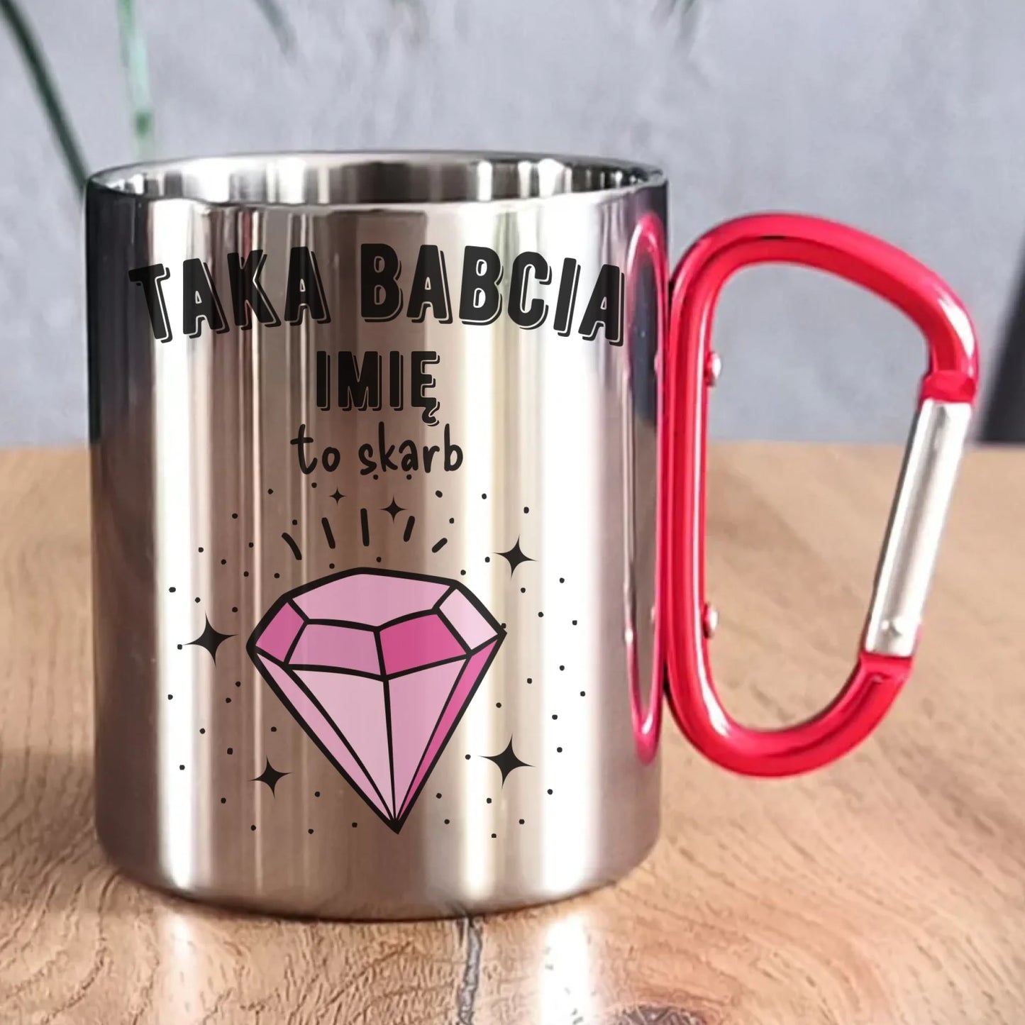 Kubek metalowy dla babci - Taka Babcia to skarb - personalizowany B06 - StoryCups.pl
