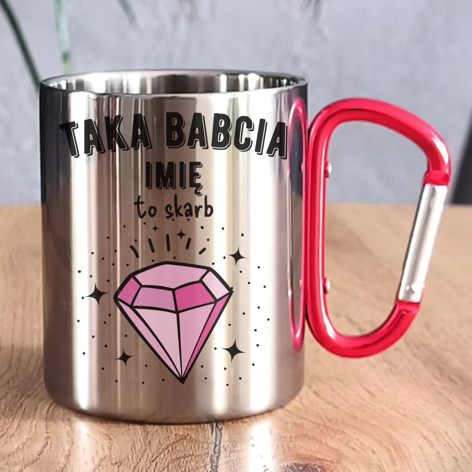 Kubek metalowy dla babci - Taka Babcia to skarb - personalizowany B06 - StoryCups.pl