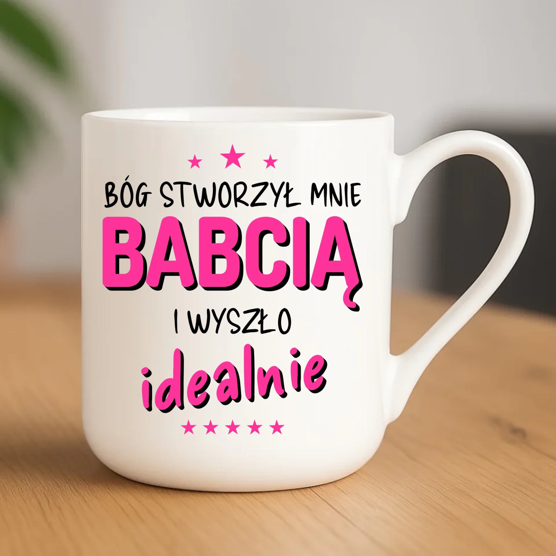 Kubek elegant dla babci - Bóg stworzył mnie babcią i wyszło idealnie B08 - StoryCups.pl