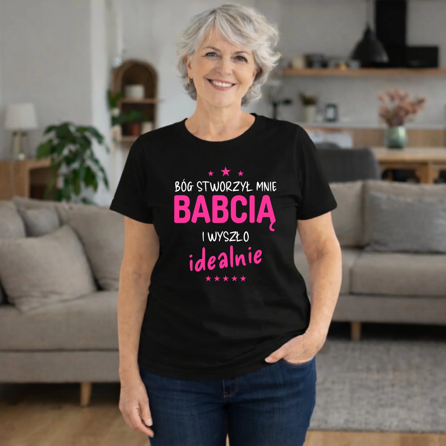 Koszulka dla babci - Bóg stworzył mnie babcią i wyszło idealnie B08 - StoryCups.pl