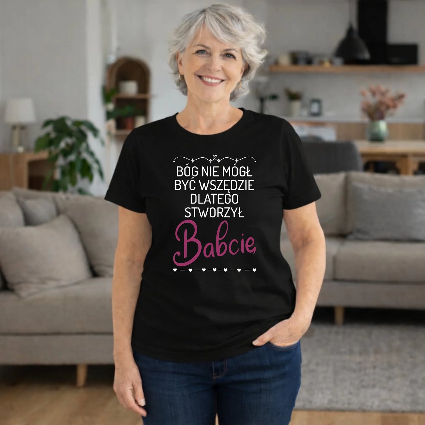 Koszulka dla babci - Bóg nie mógł być wszędzie dlatego stworzył babcię B09 - StoryCups.pl