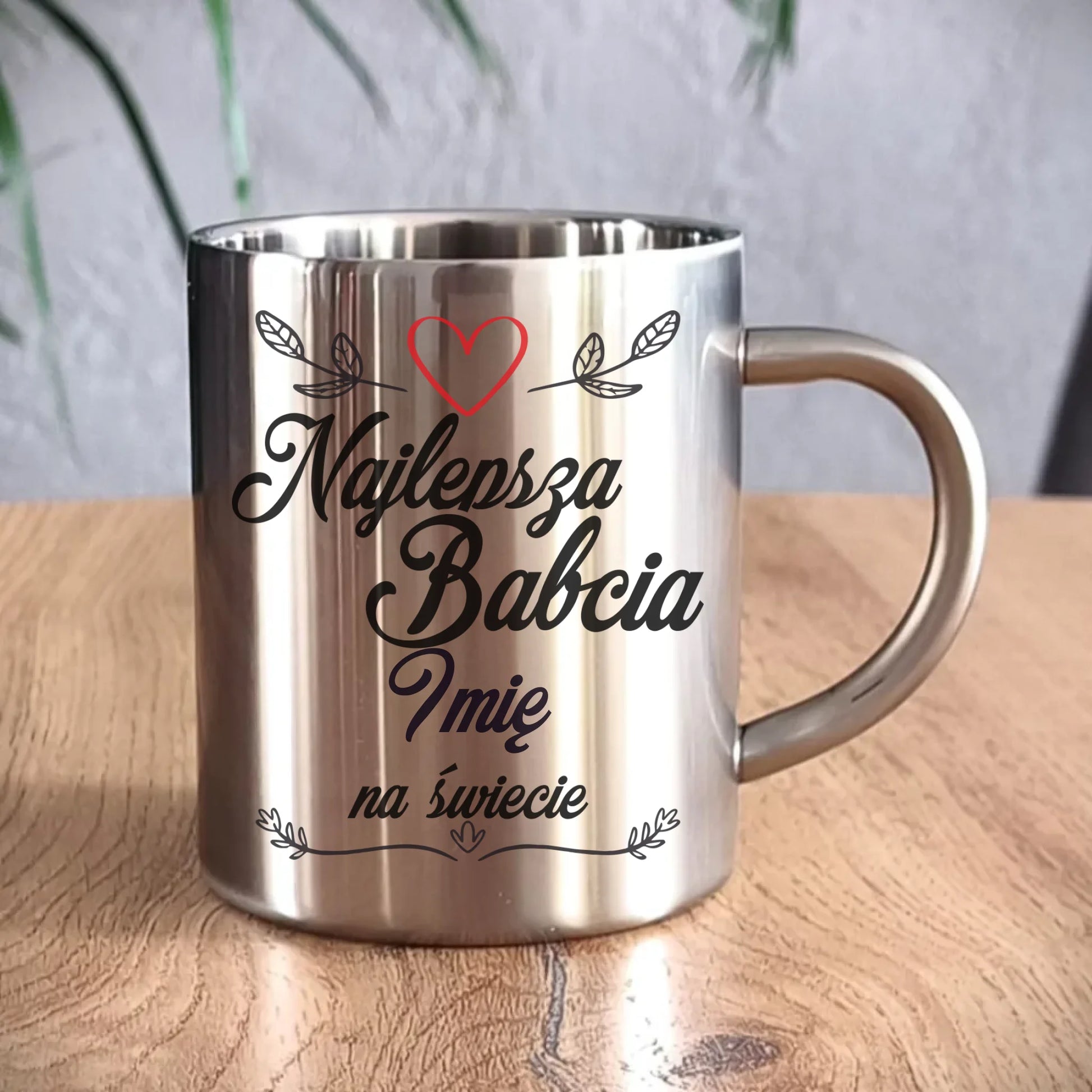 Kubek metalowy dla babci - Najlepsza Babcia na Świecie - personalizowany B12 - StoryCups.pl