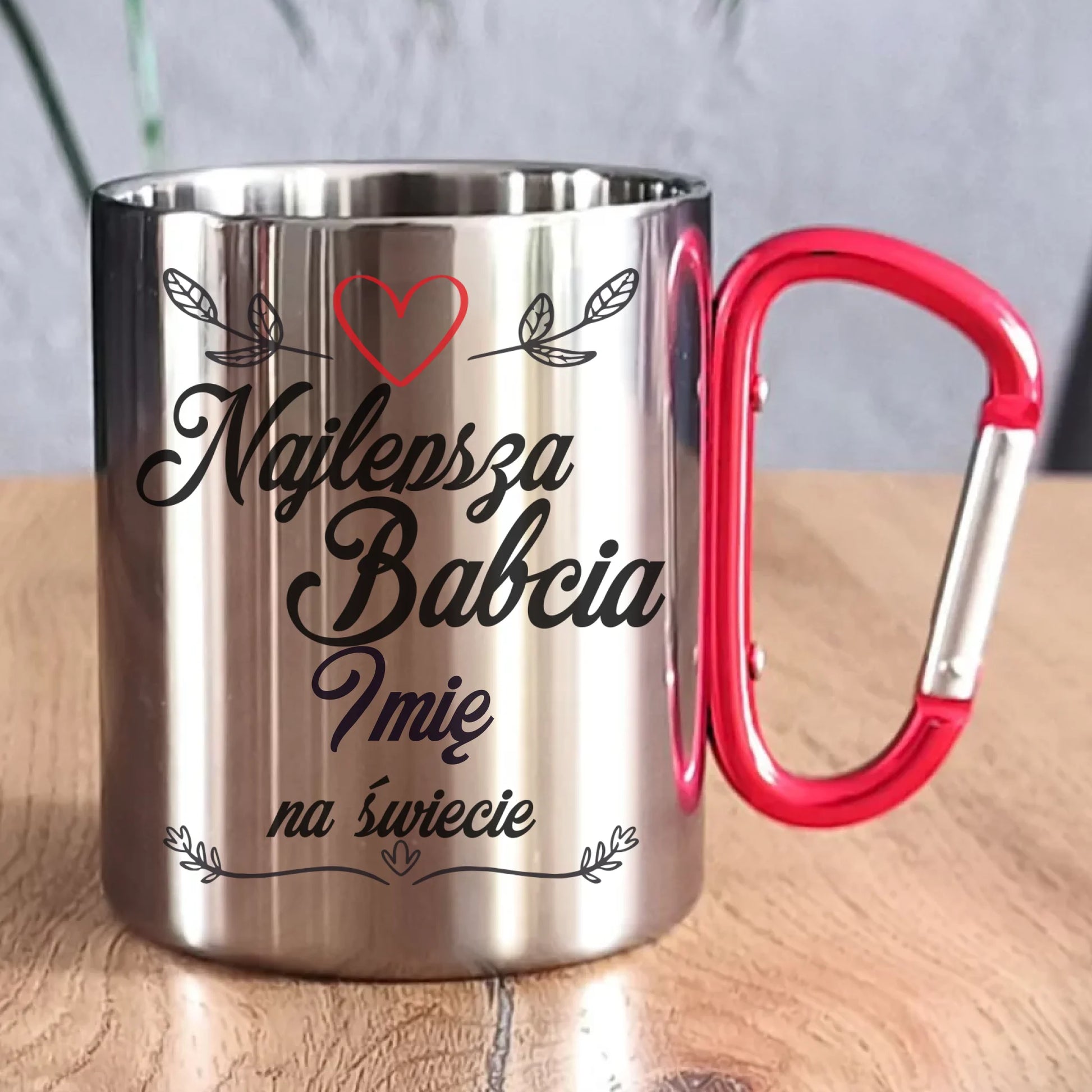 Kubek metalowy dla babci - Najlepsza Babcia na Świecie - personalizowany B12 - StoryCups.pl