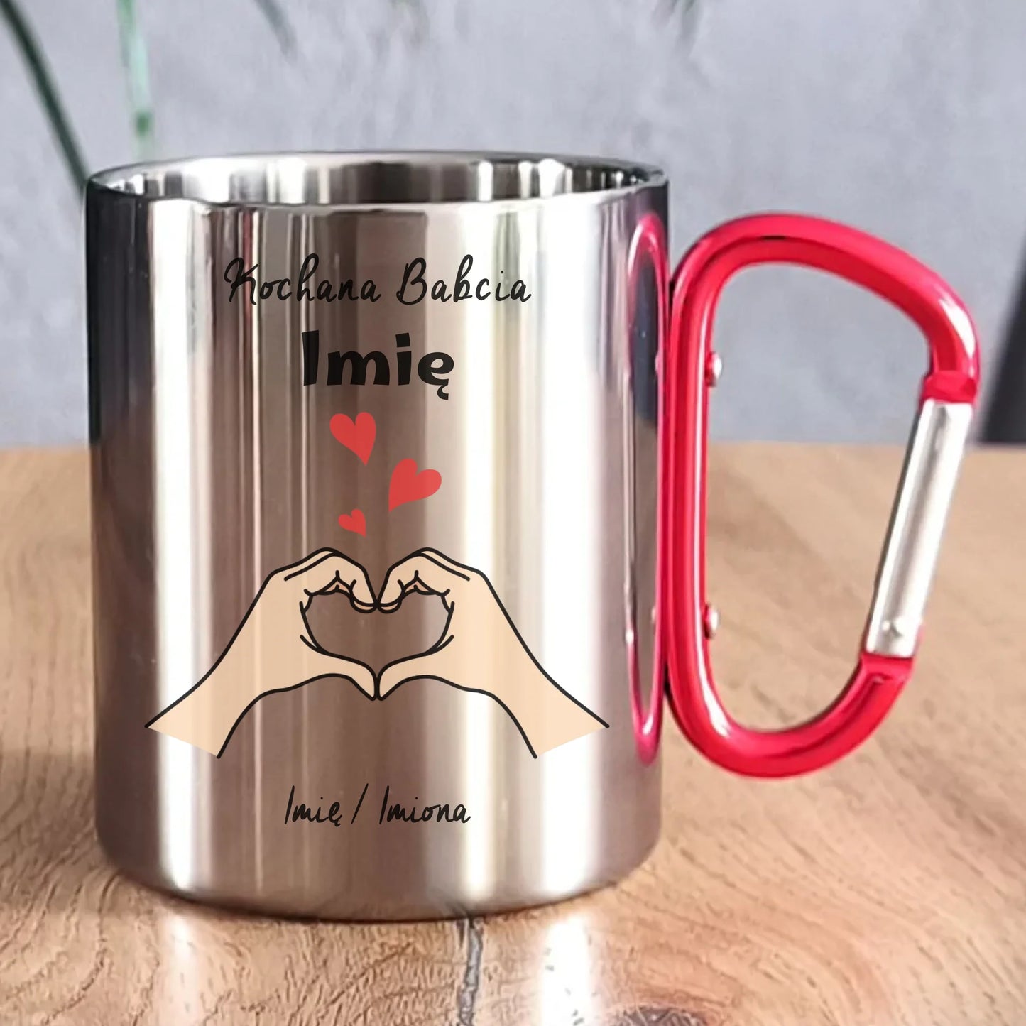 Kubek metalowy dla babci - Kochana Babcia podpis - personalizowany B13 - StoryCups.pl