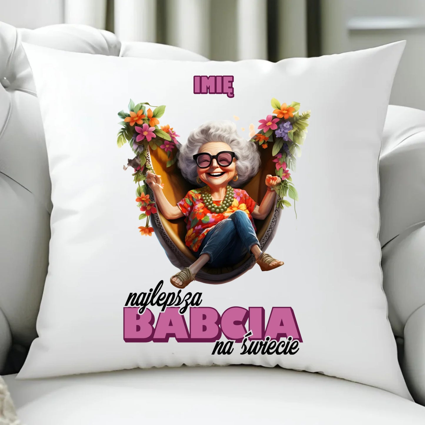 Poduszka dla babci - Najlepsza Babcia na świecie - personalizowana B14 - StoryCups.pl