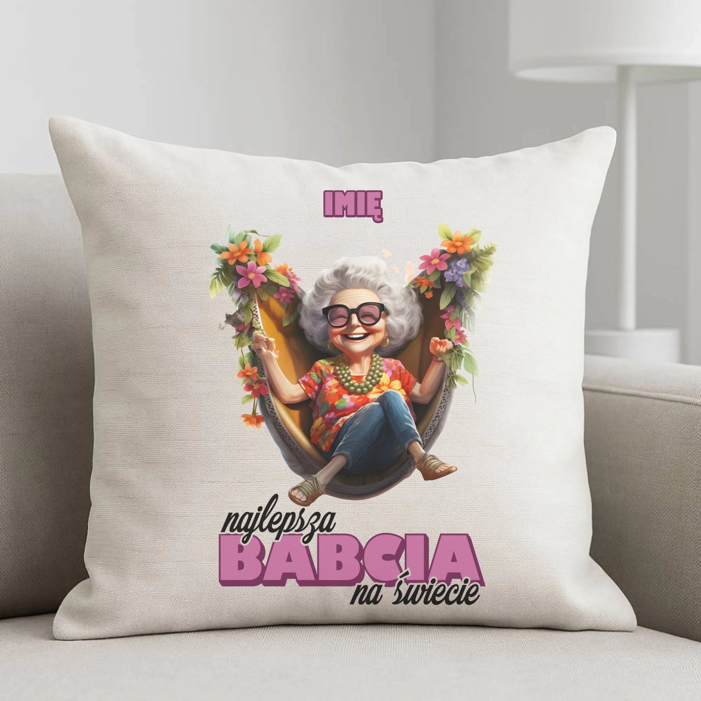 Poduszka dla babci - Najlepsza Babcia na świecie - personalizowana B14 - StoryCups.pl