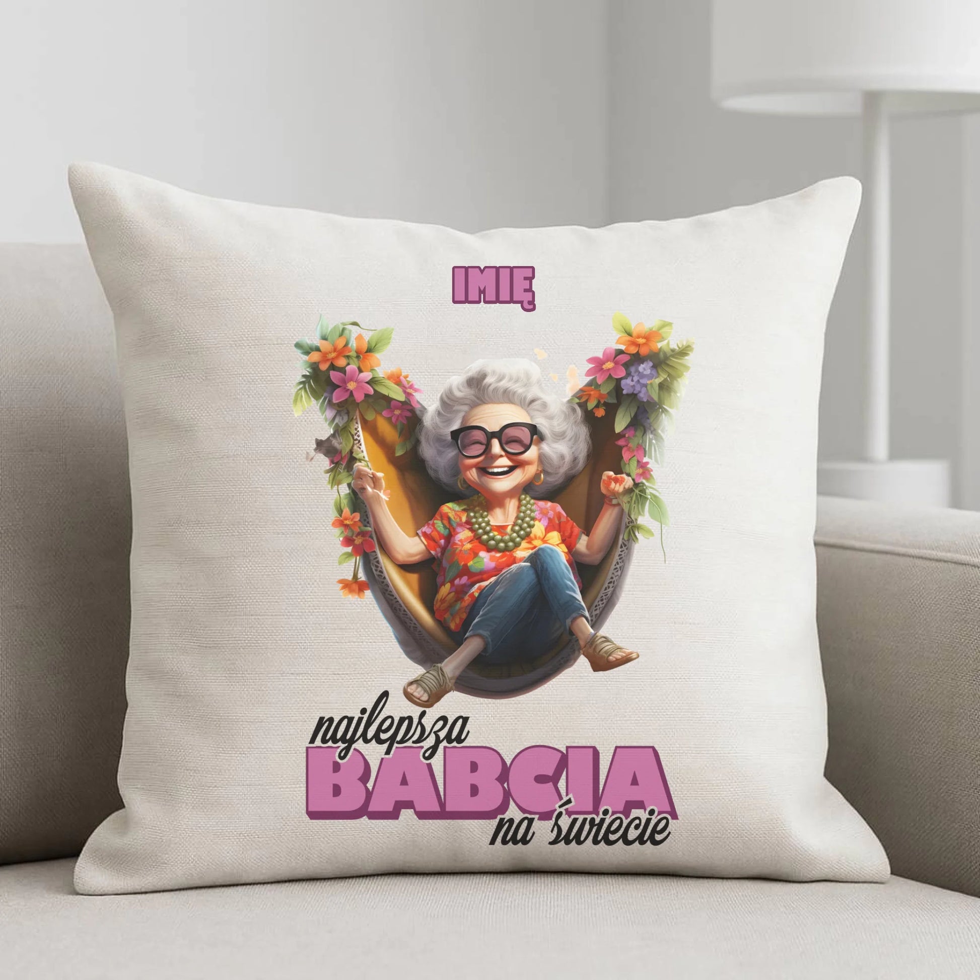 Poduszka dla babci - Najlepsza Babcia na świecie - personalizowana B14 - StoryCups.pl