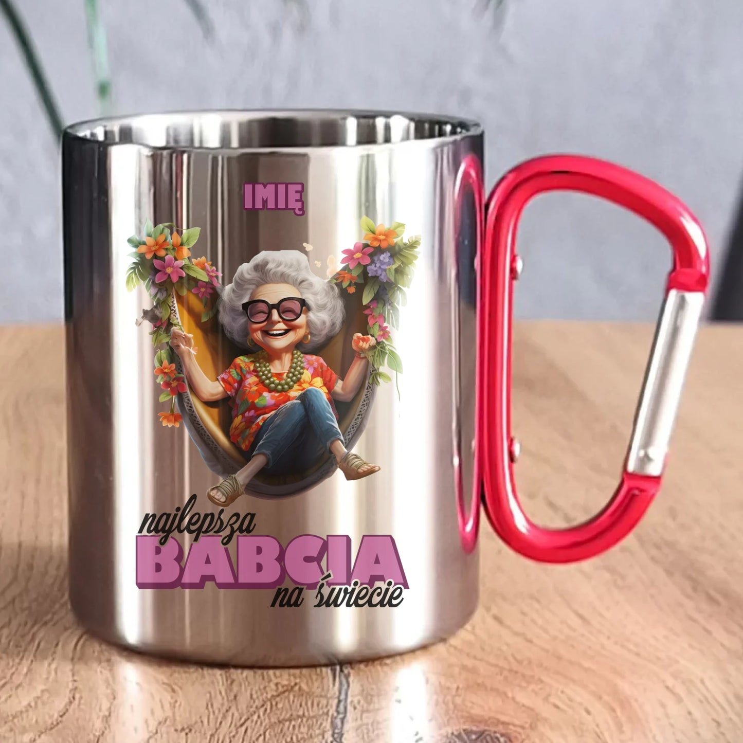 Kubek metalowy dla babci - Najlepsza Babcia na świecie - personalizowany B14 - StoryCups.pl