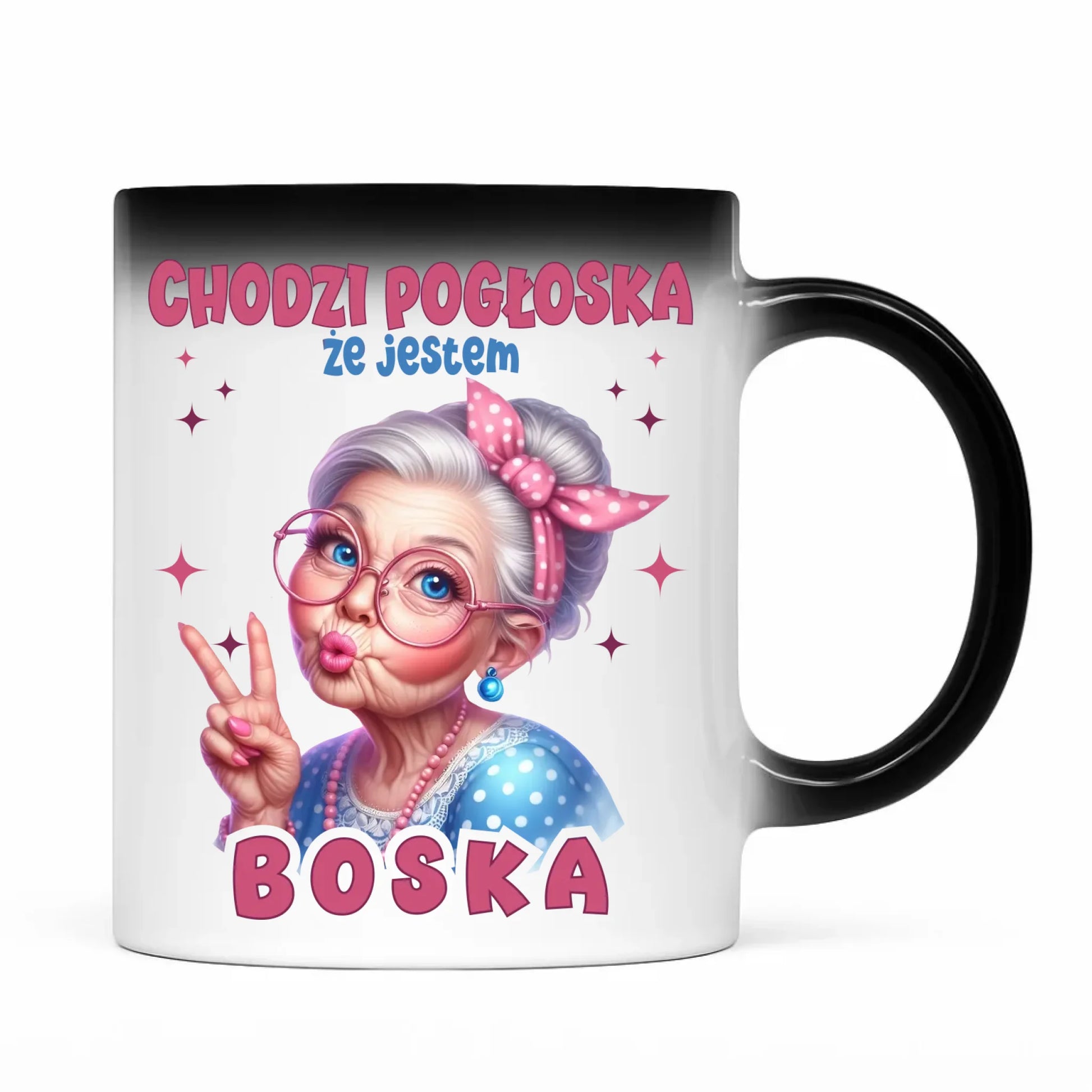 Kubek magiczny dla babci - Chodzi pogłoska, że jestem boska B16 - StoryCups.pl