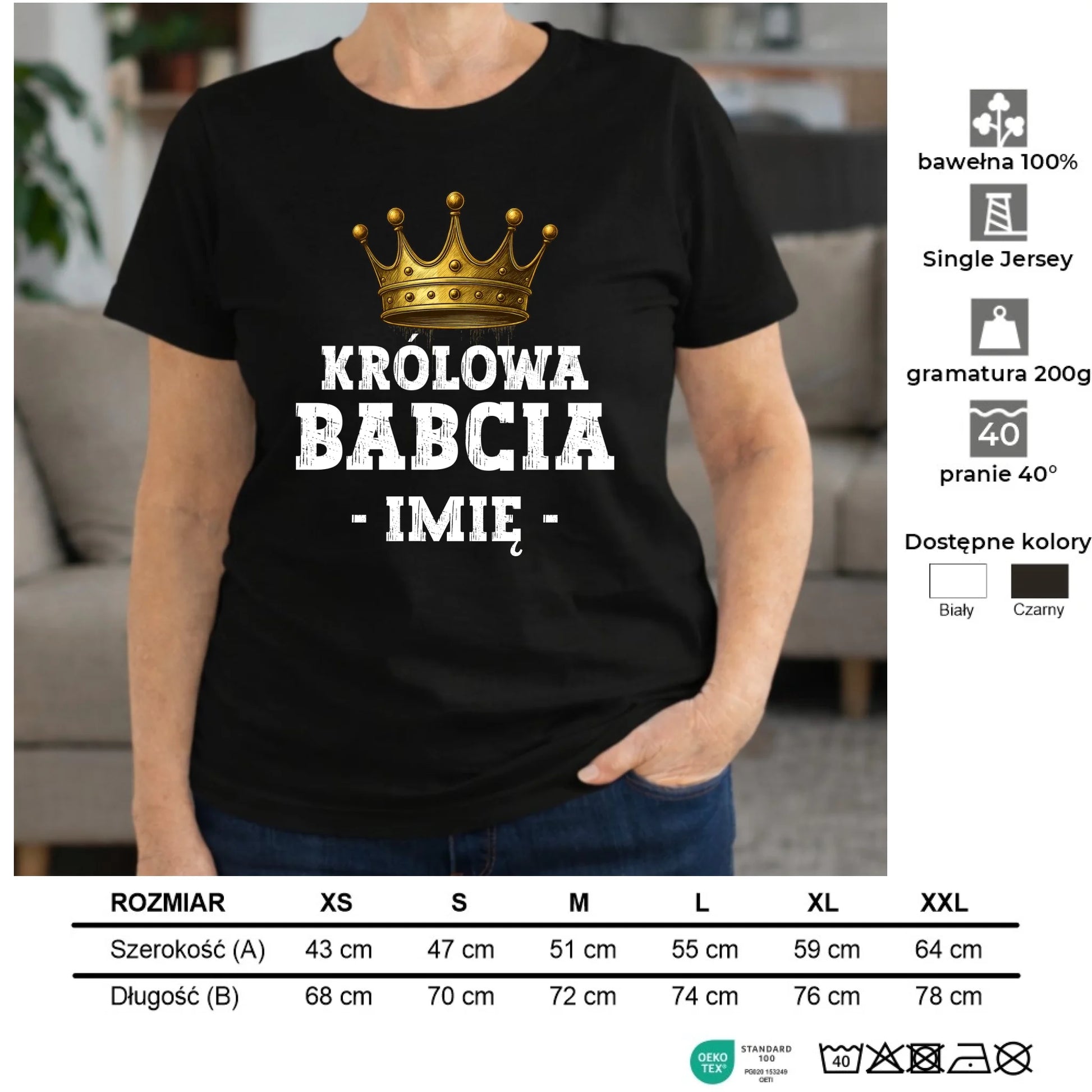 Koszulka dla babci - Królowa Babcia - personalizowana B17 - StoryCups.pl
