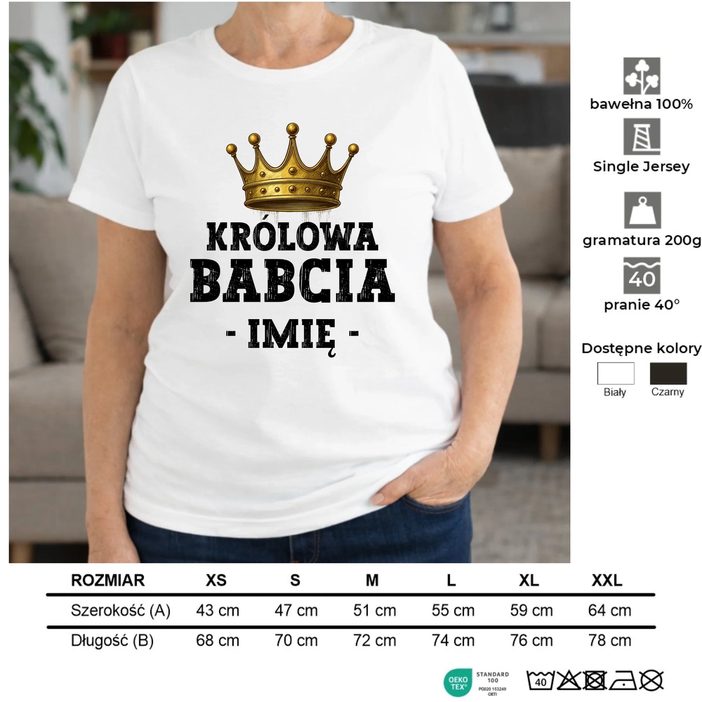 Koszulka dla babci - Królowa Babcia - personalizowana B17 - StoryCups.pl