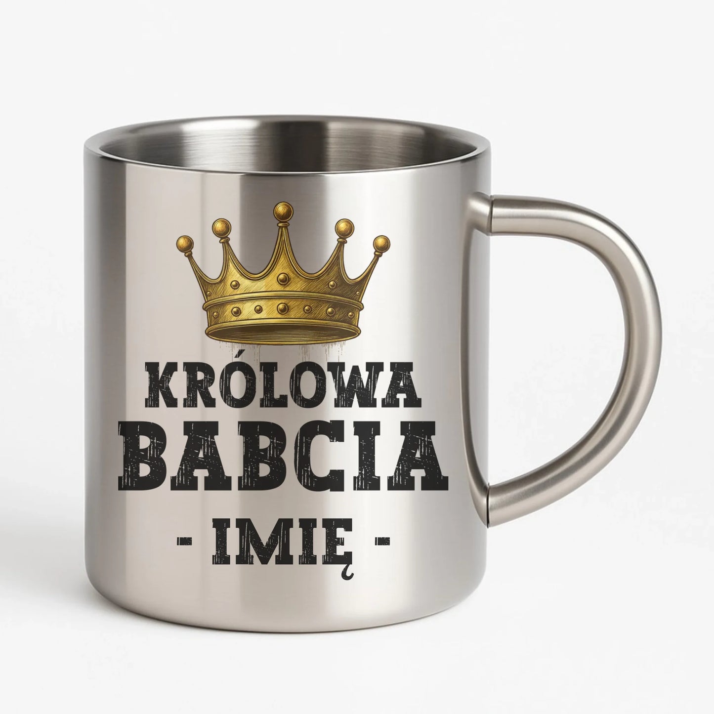 Kubek metalowy dla babci - Królowa Babcia - personalizowany B17 - StoryCups.pl