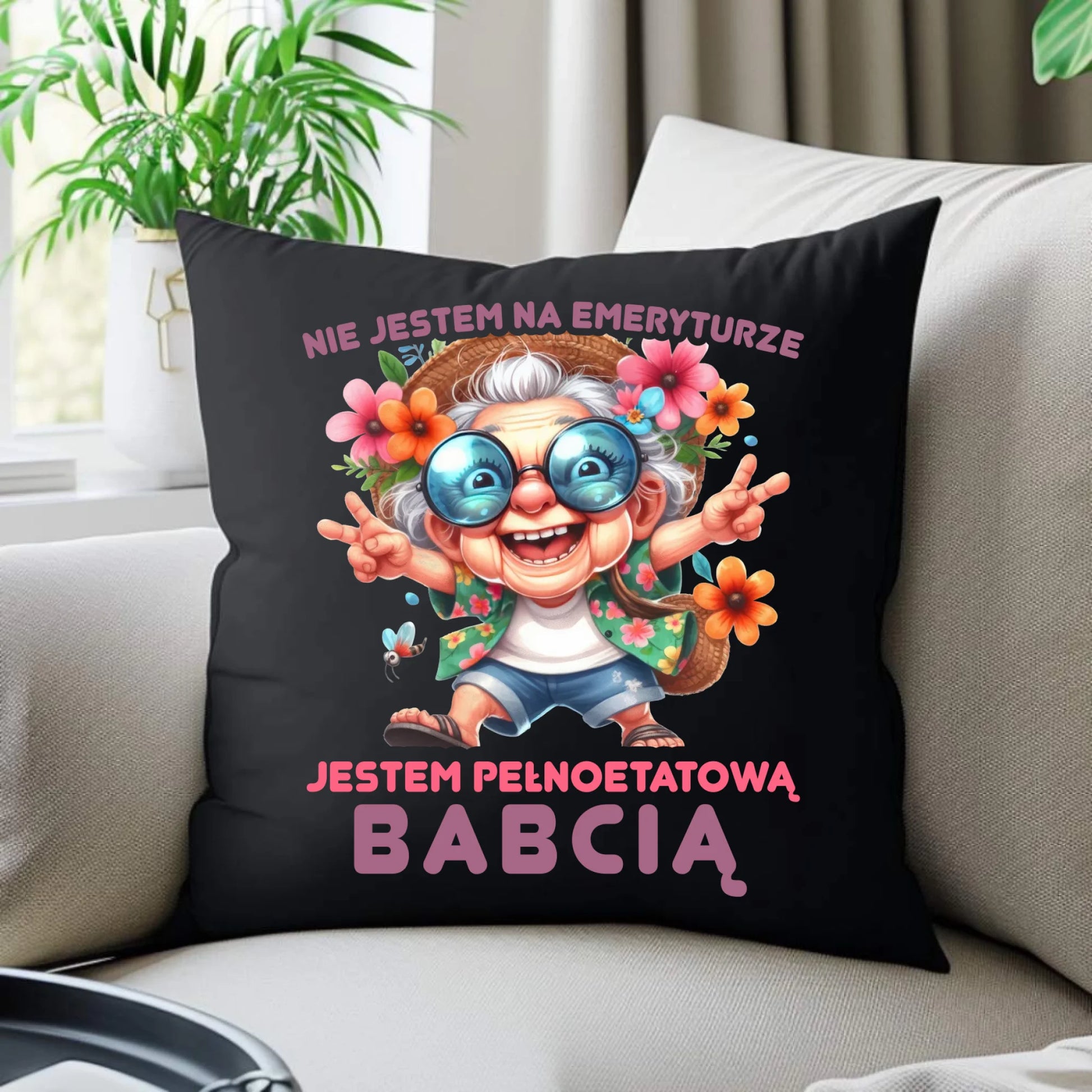 Poduszka dekoracyjna dla babci - Pełnoetatowa babcia B20 - StoryCups.pl