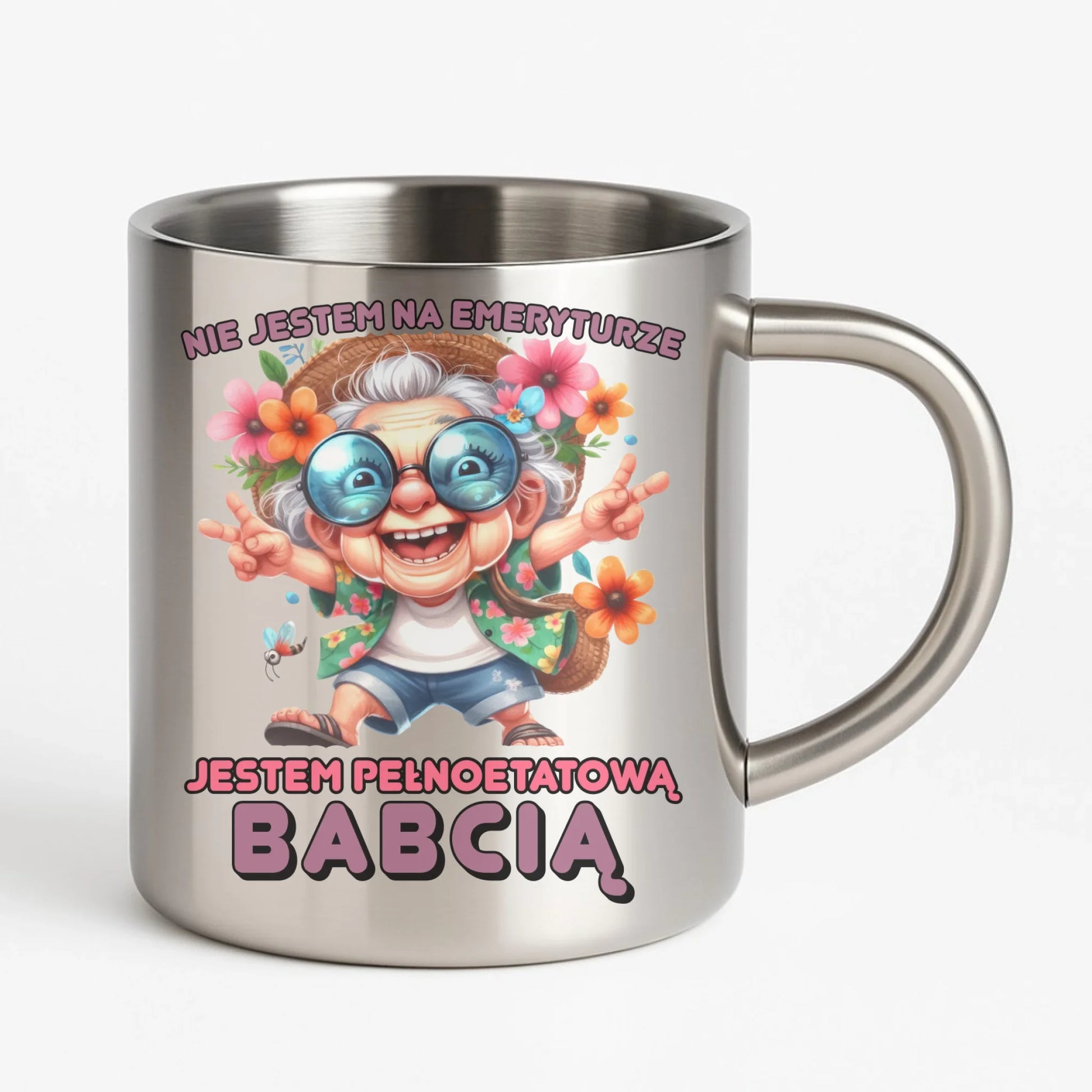 Kubek metalowy dla babci - Pełnoetatowa babcia B20 - StoryCups.pl