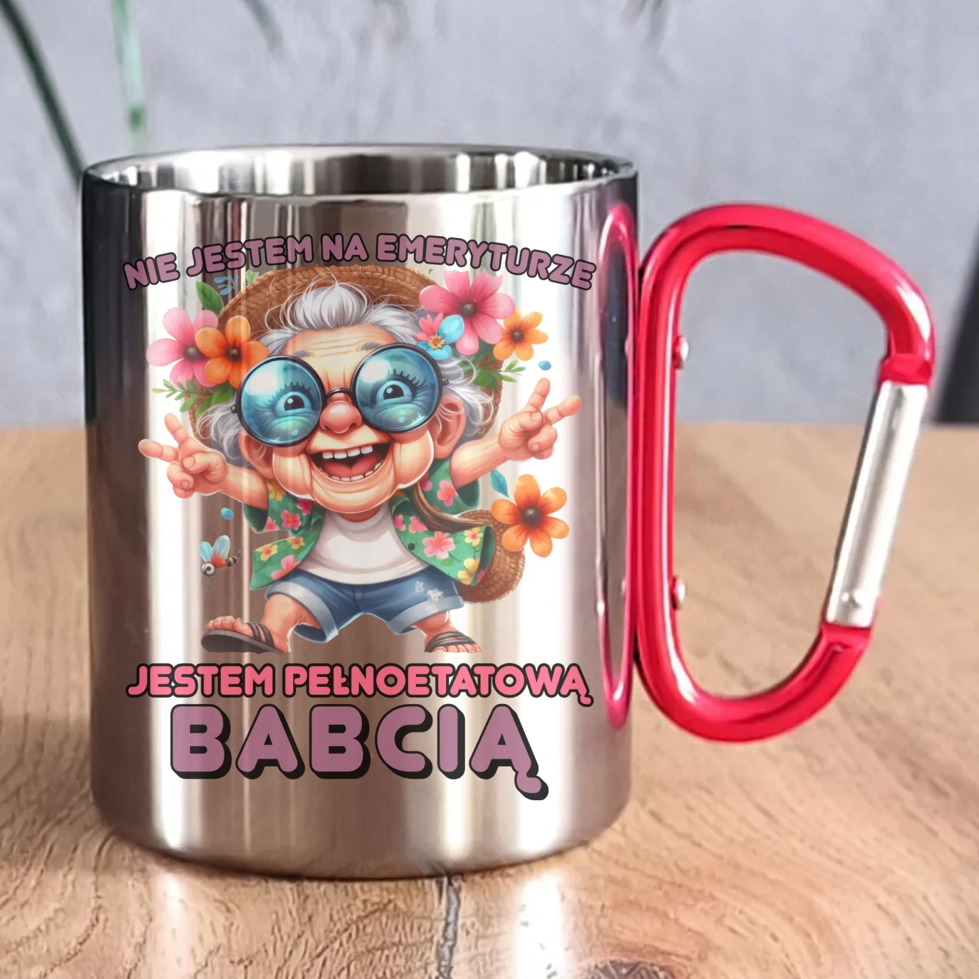 Kubek metalowy dla babci - Pełnoetatowa babcia B20 - StoryCups.pl