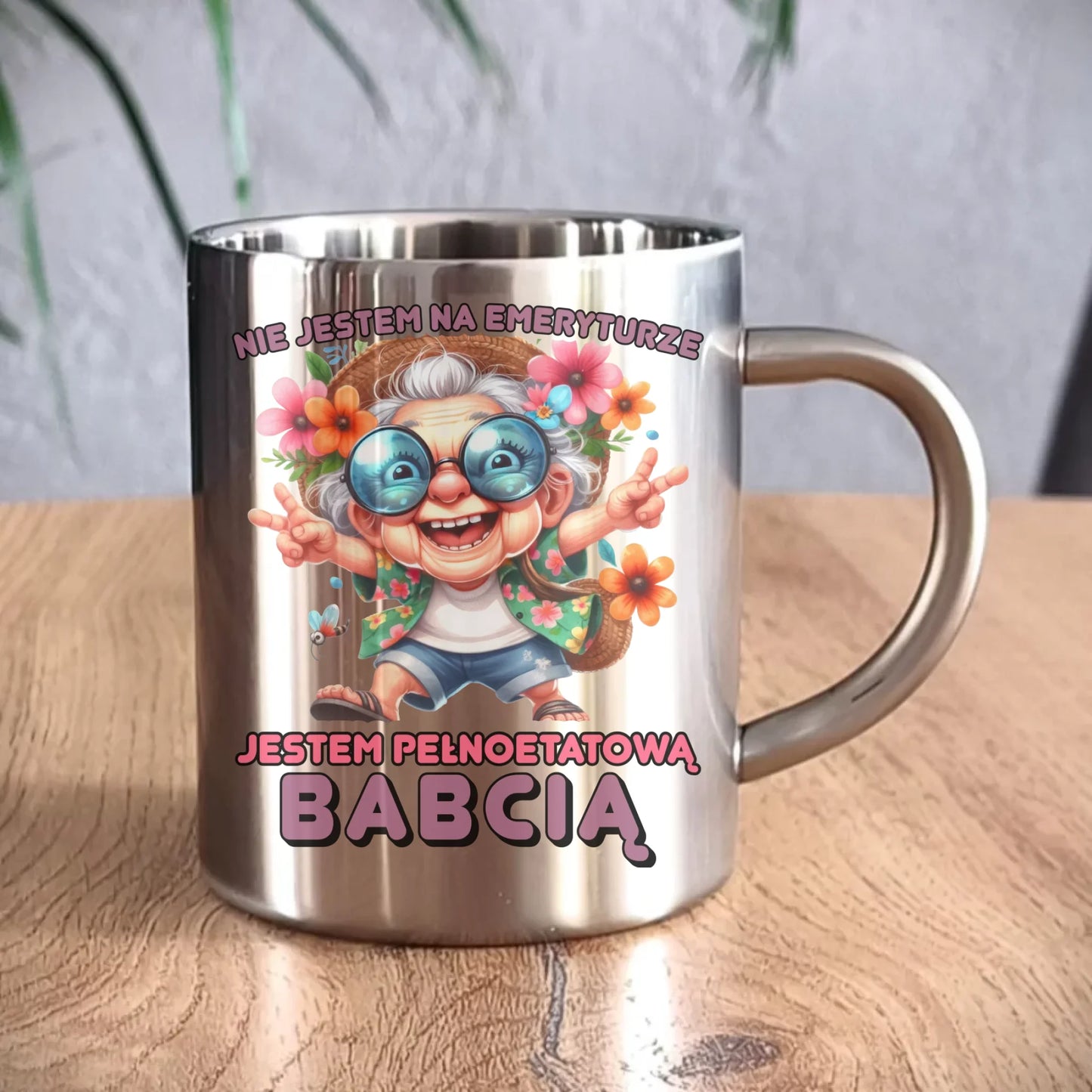 Kubek metalowy dla babci - Pełnoetatowa babcia B20 - StoryCups.pl