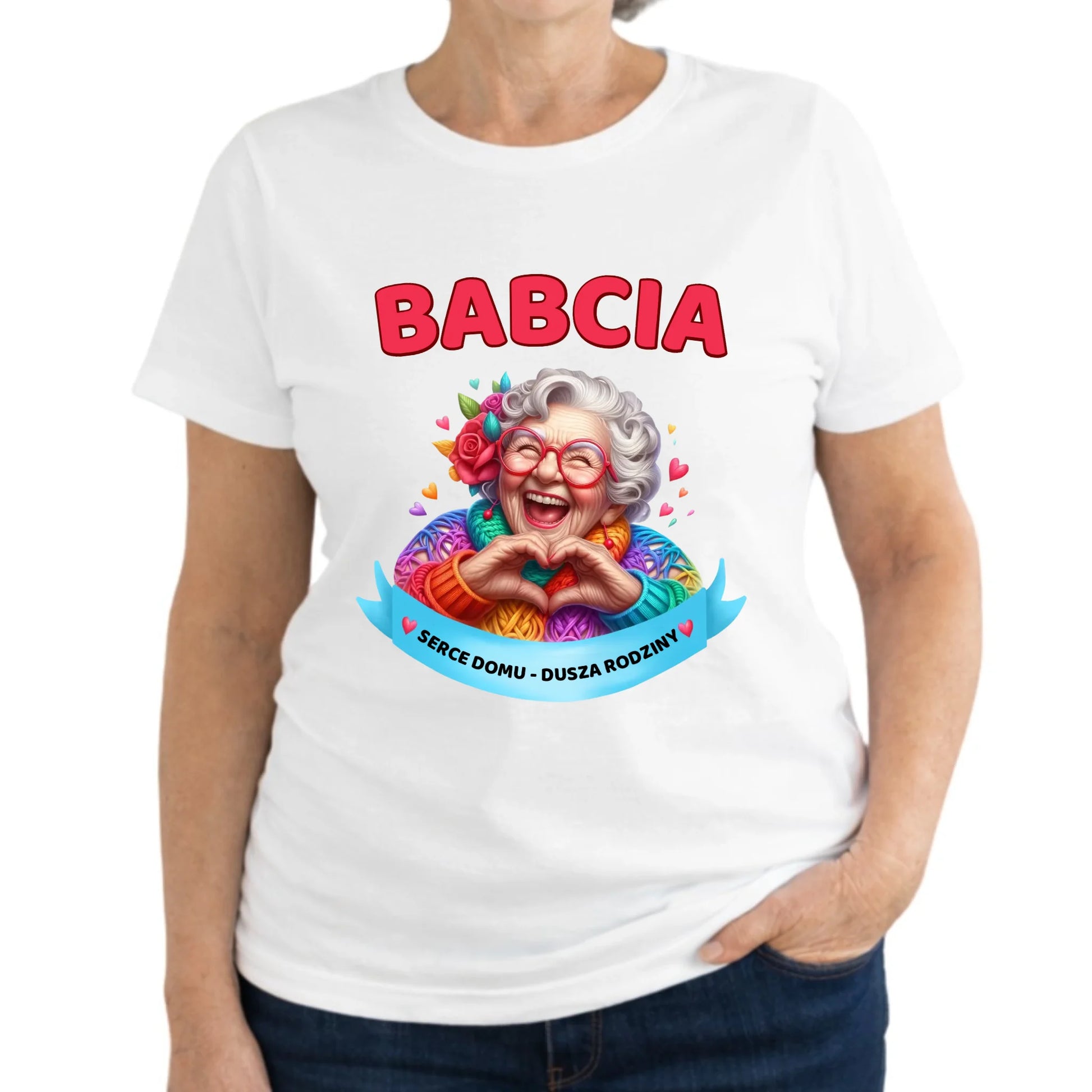 Koszulka dla babci - Babcia serce domu dusza rodziny B25 - StoryCups.pl