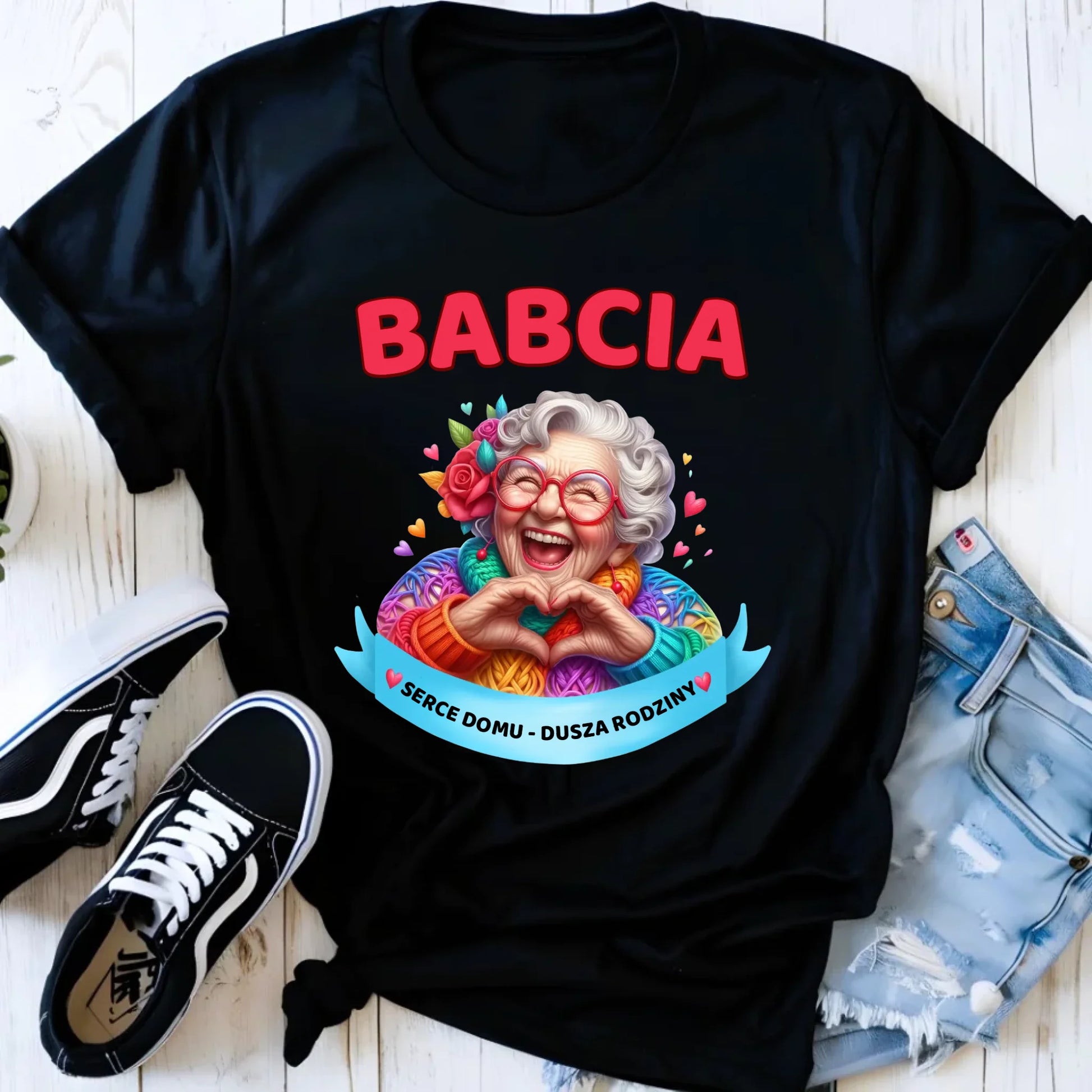 Koszulka dla babci - Babcia serce domu dusza rodziny B25 - StoryCups.pl