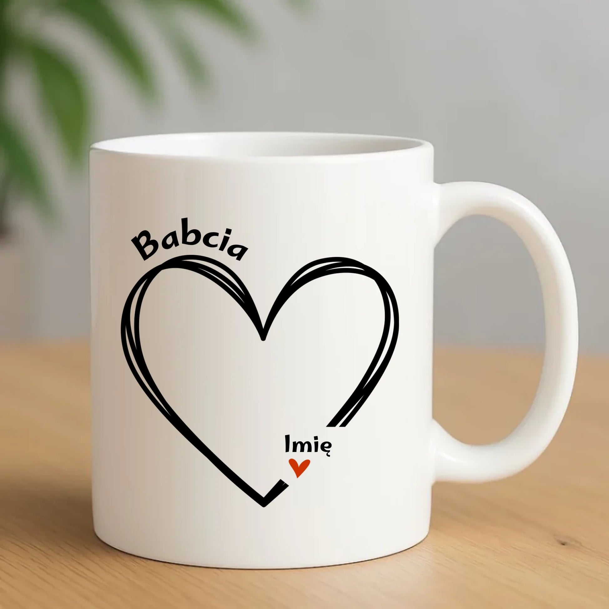 Kubek dla babci - Serce z imionami wnuków 1-7 - personalizowany B26 - StoryCups.pl