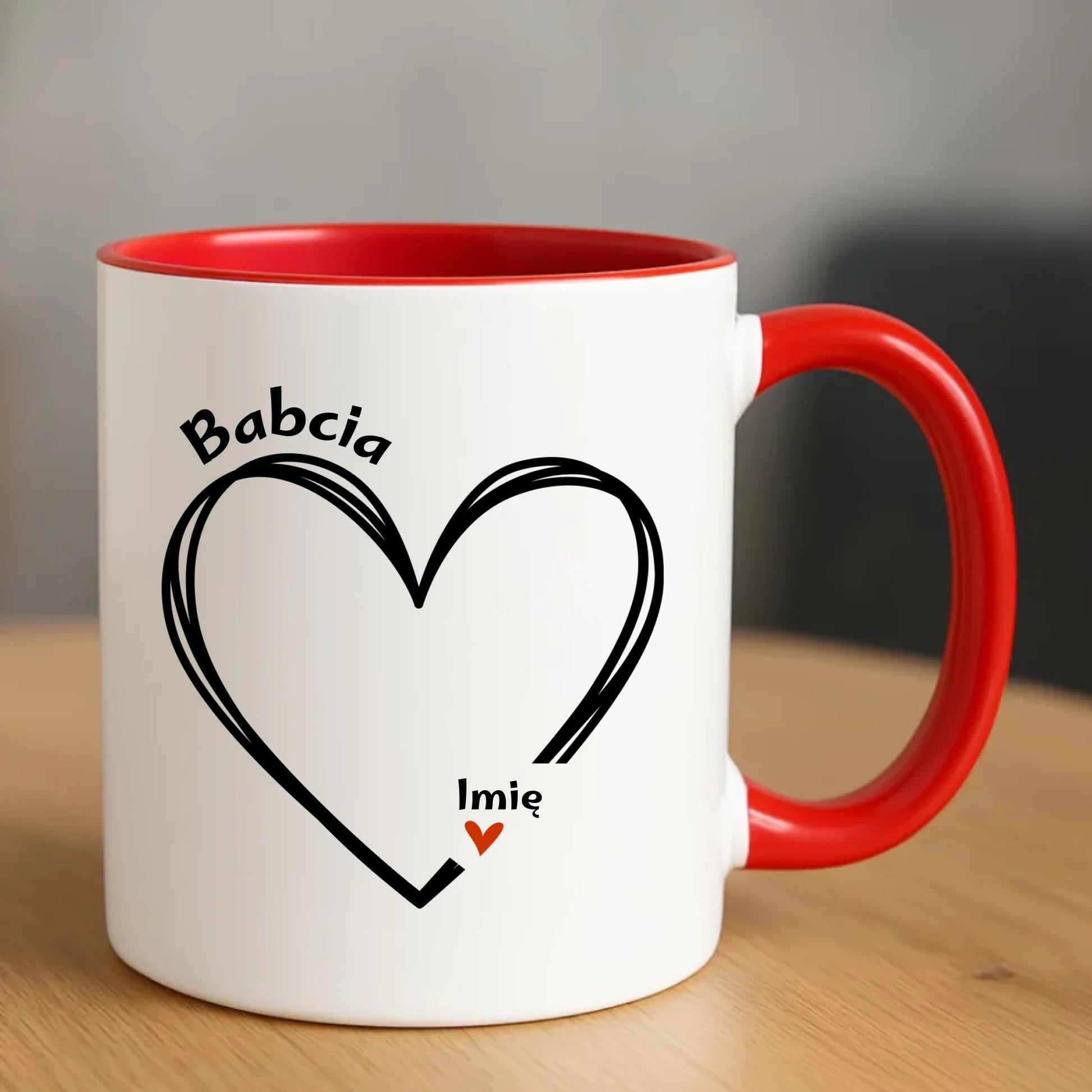Kubek dla babci - Serce z imionami wnuków 1-7 - personalizowany B26 - StoryCups.pl