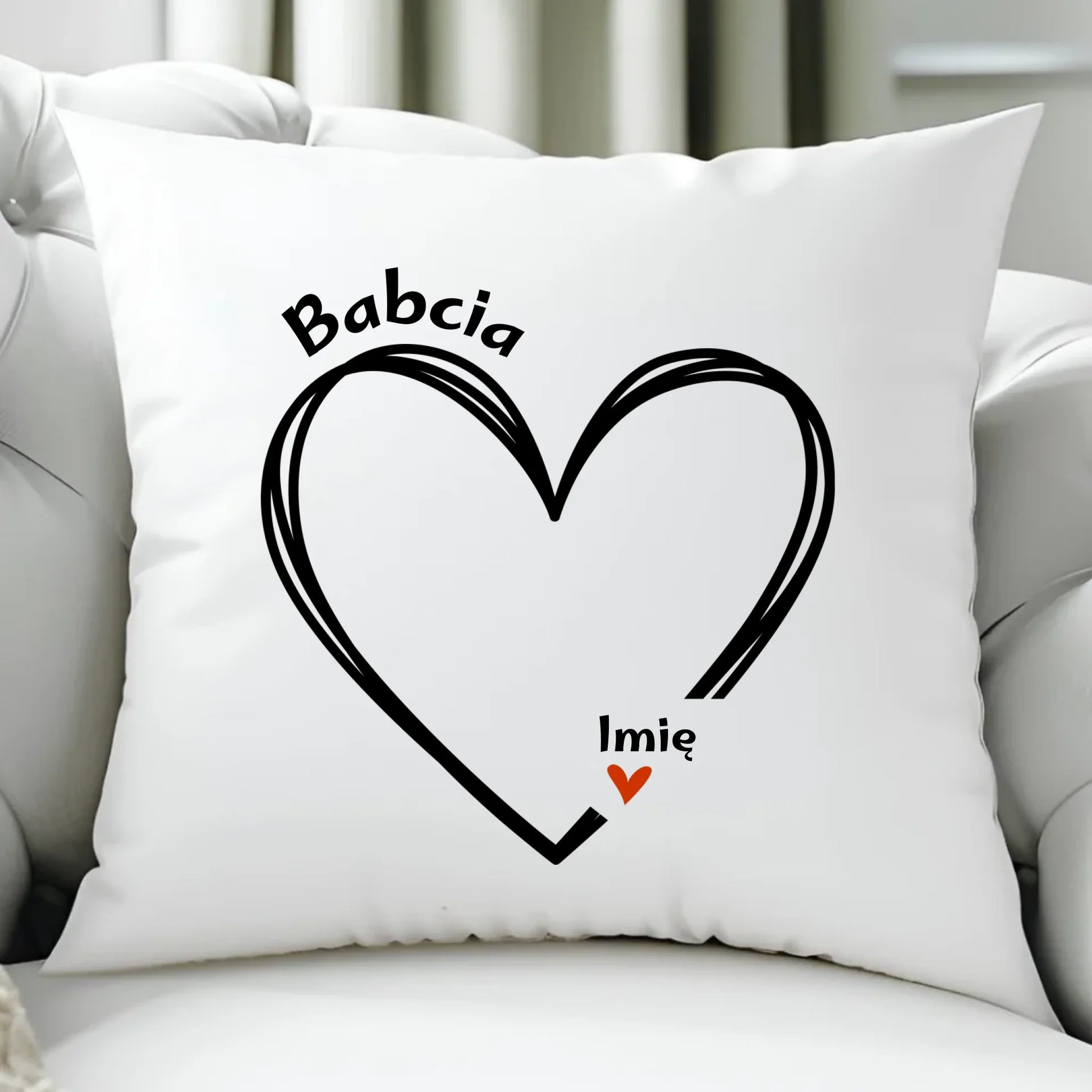 Poduszka dla babci - Serce z imionami wnuków 1-7 - personalizowana B26 - StoryCups.pl