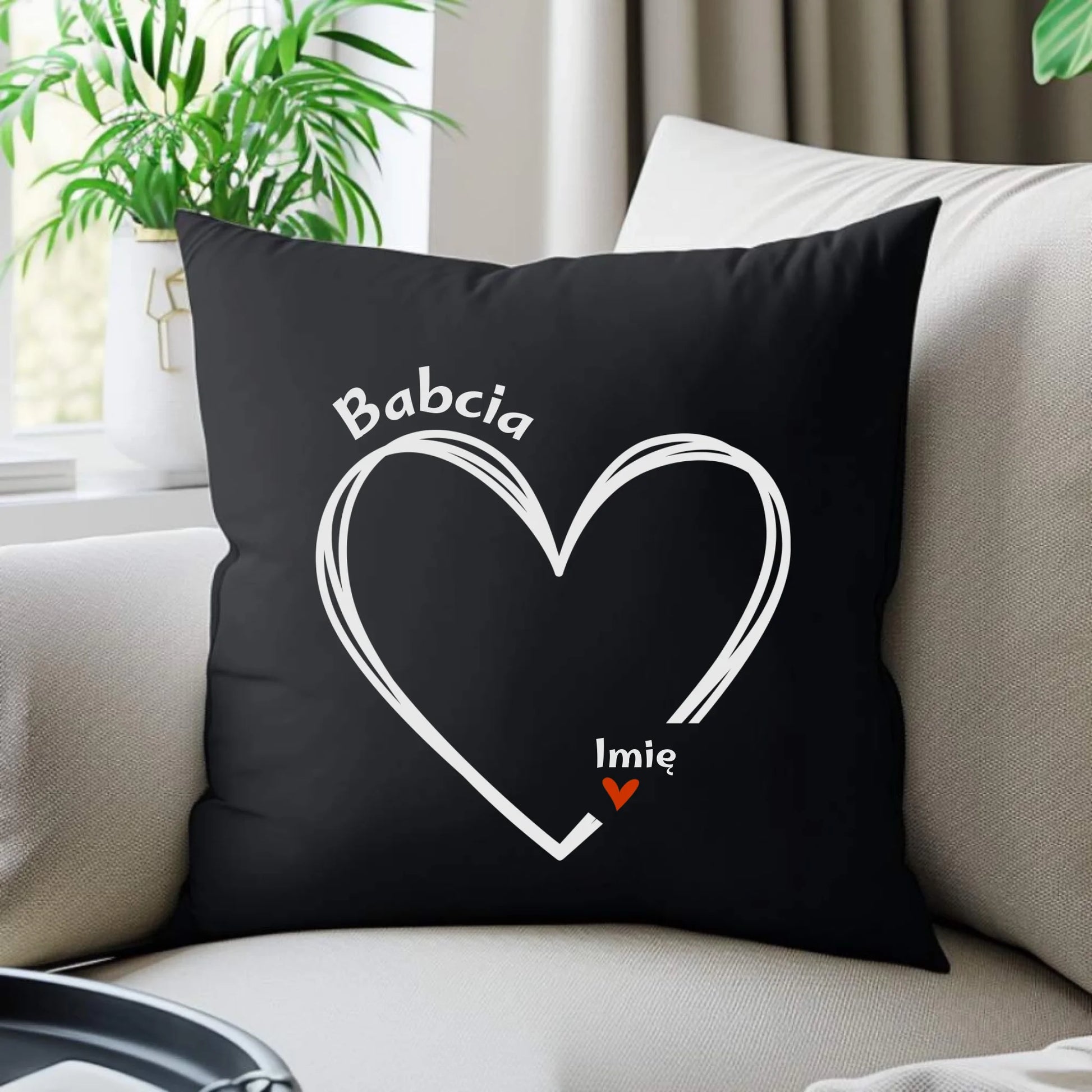Poduszka dekoracyjna dla babci - Serce z imionami wnuków 1-7 - personalizowana B26 - StoryCups.pl