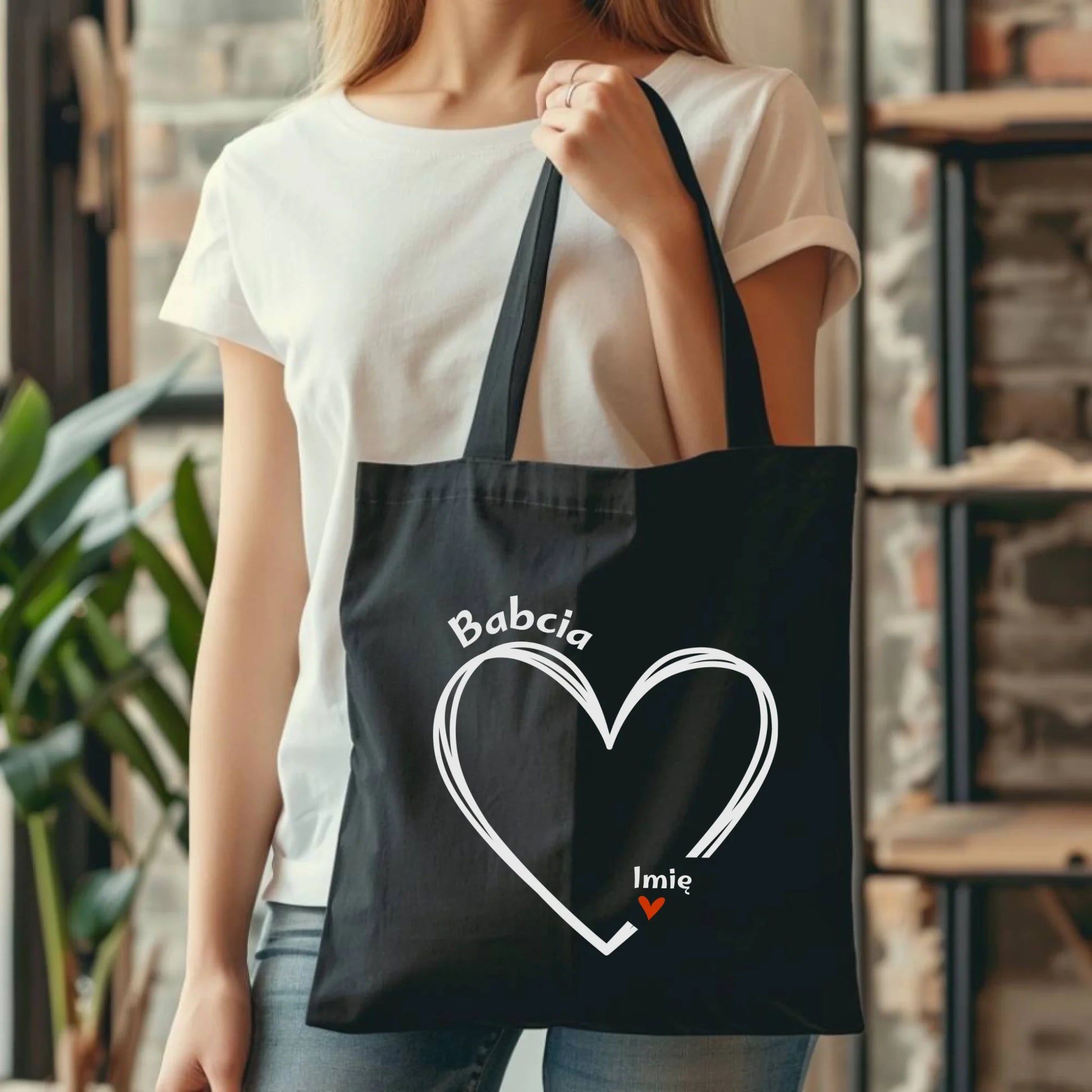 Torba dla babci - Serce z imionami wnuków 1-7 - personalizowana B26 - StoryCups.pl