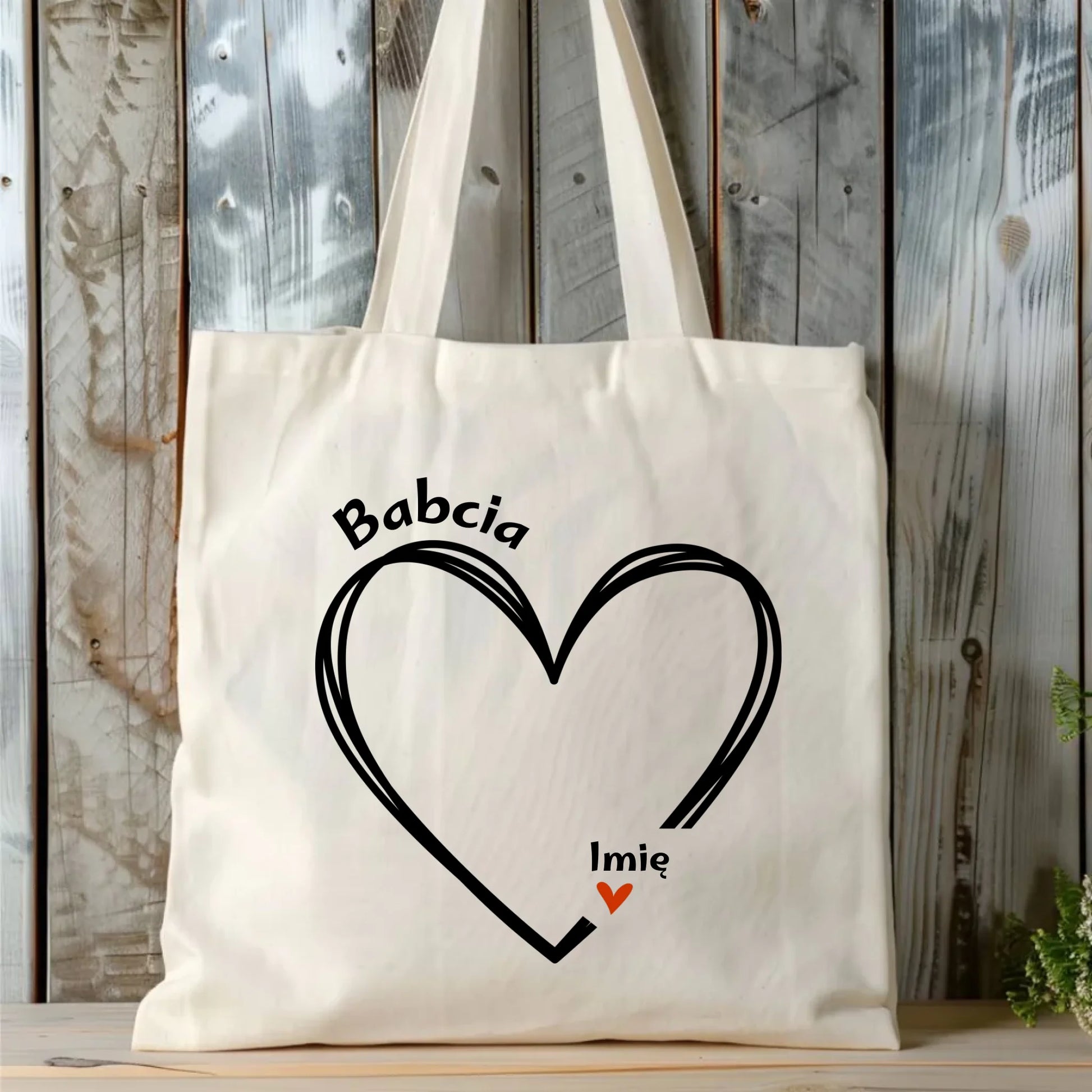 Torba dla babci - Serce z imionami wnuków 1-7 - personalizowana B26 - StoryCups.pl