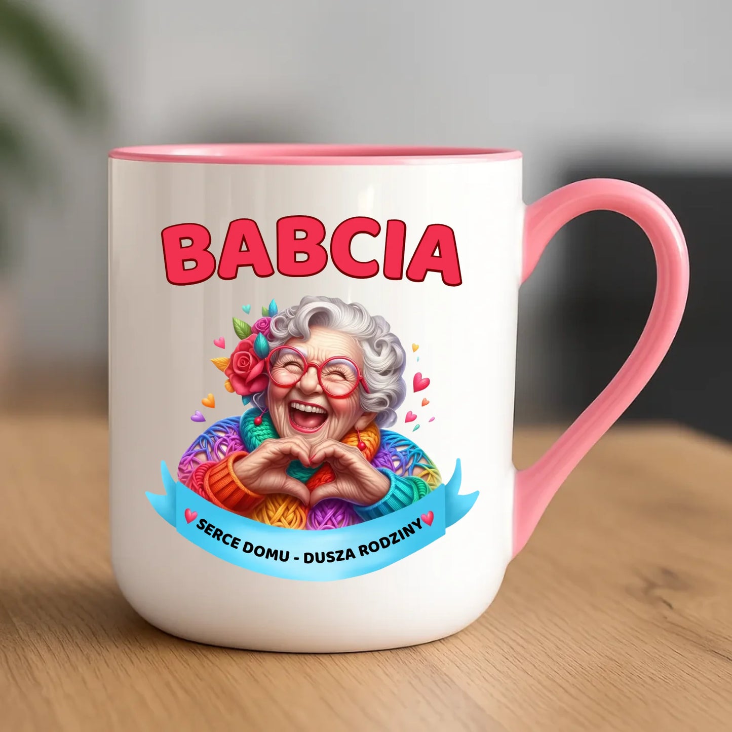 Kubek elegant dla babci - Serce z imionami wnuków 1-7 - personalizowany B26 - StoryCups.pl