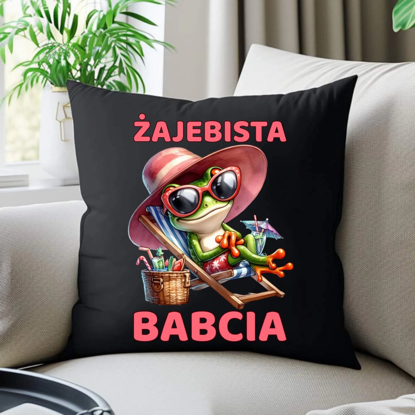 Poduszka dekoracyjna dla babci - Żajebista Babcia Żaba B27 - StoryCups.pl