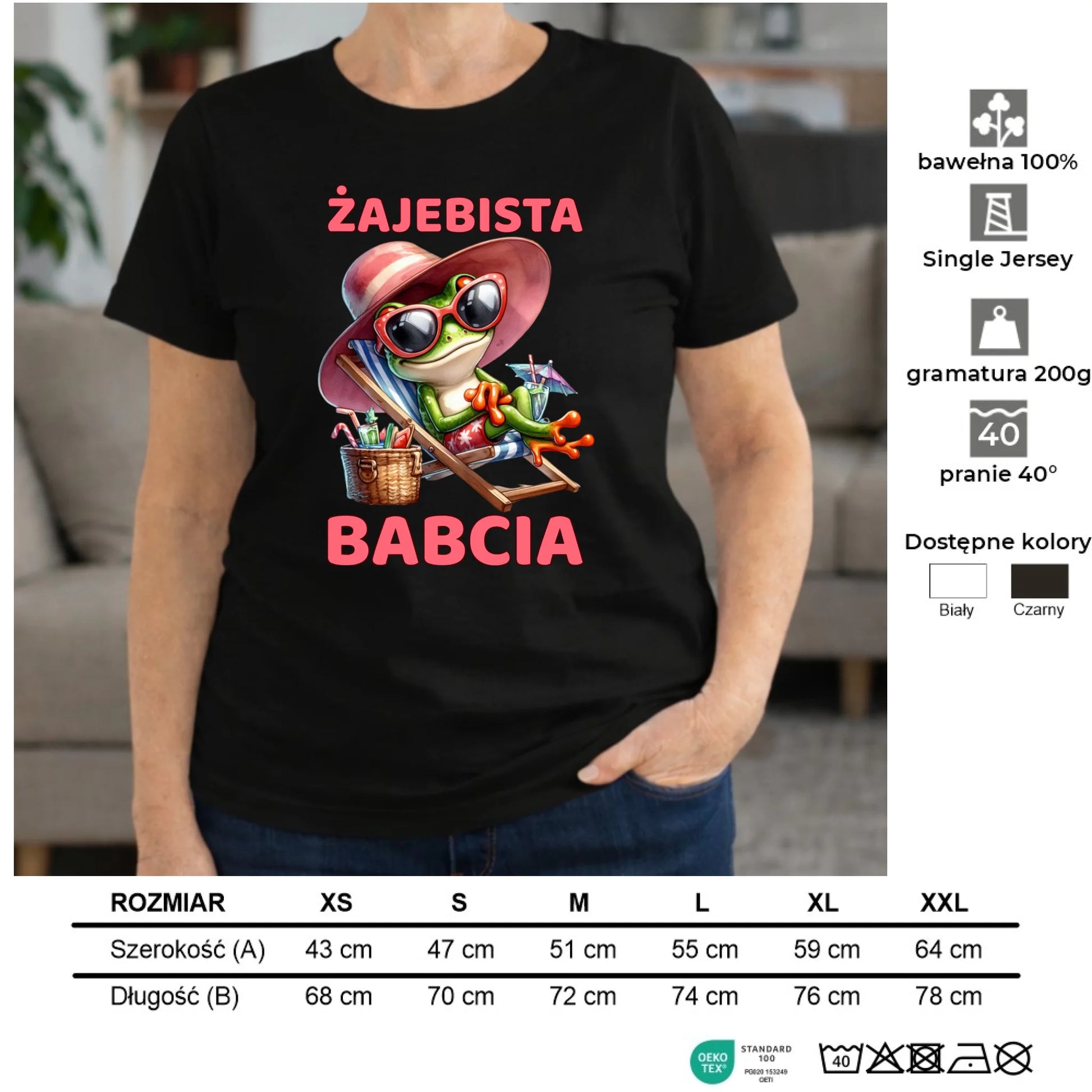 Koszulka dla babci - Żajebista Babcia Żaba B27 - StoryCups.pl