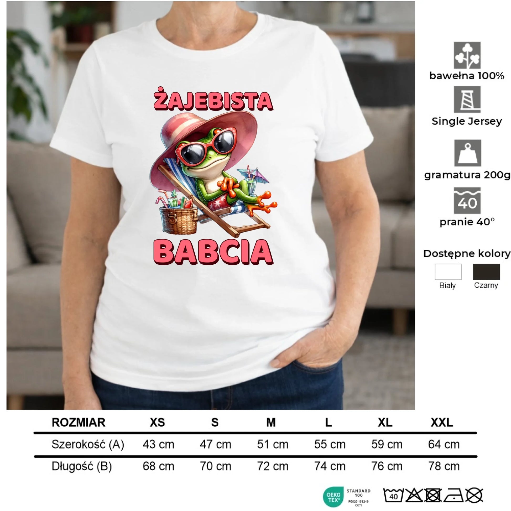 Koszulka dla babci - Żajebista Babcia Żaba B27 - StoryCups.pl