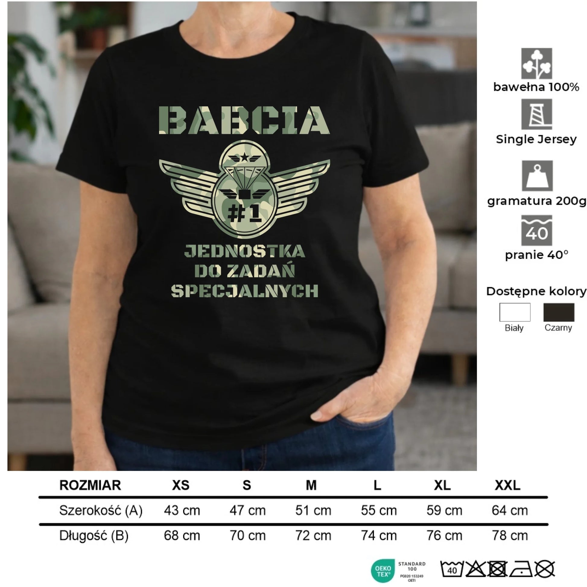 Koszulka dla babci - Babcia jednostka do zadań specjalnych B31 - StoryCups.pl