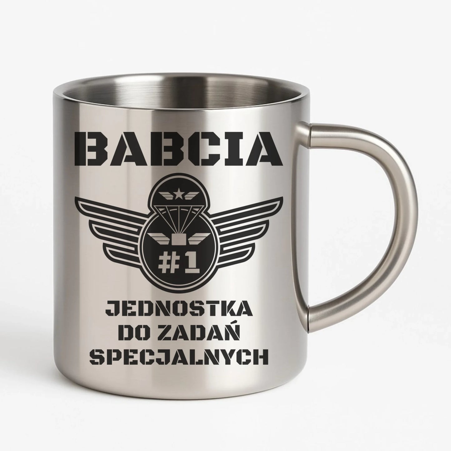 Kubek metalowy dla babci - Babcia jednostka do zadań specjalnych B31 - StoryCups.pl