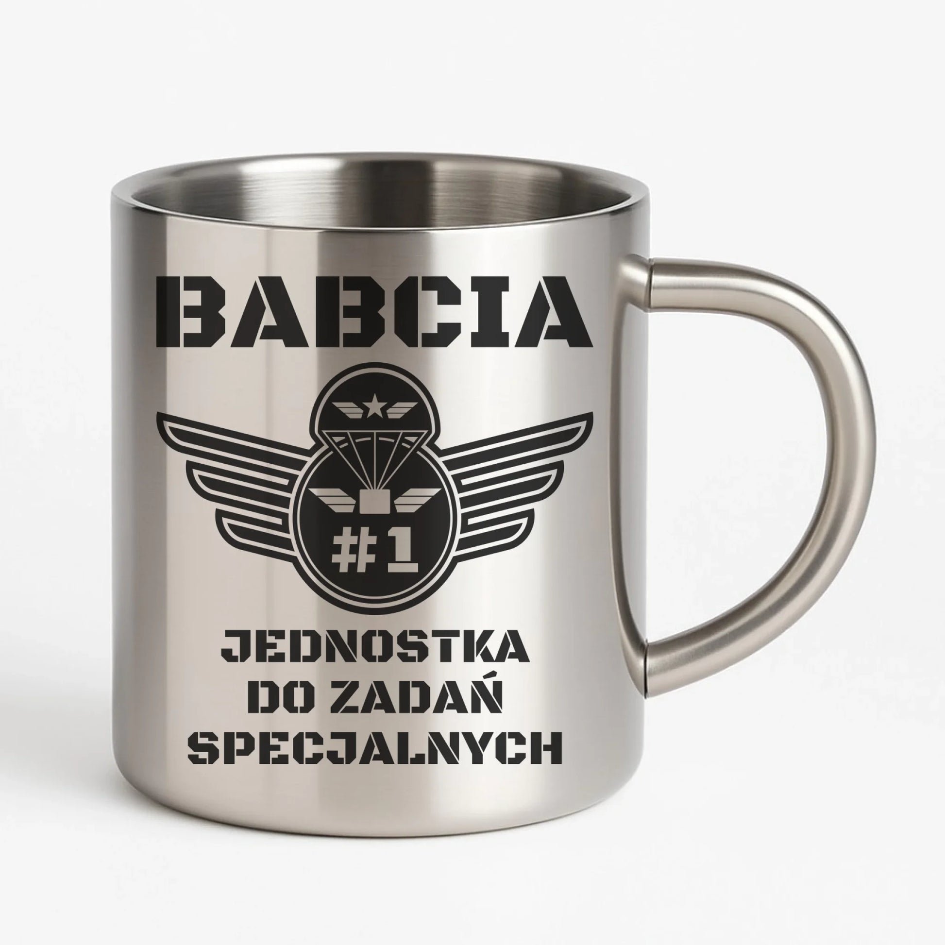 Kubek metalowy dla babci - Babcia jednostka do zadań specjalnych B31 - StoryCups.pl