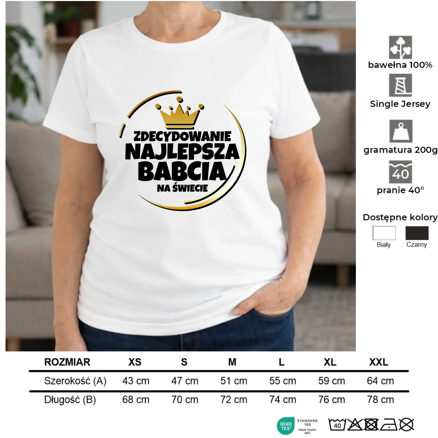 Koszulka dla babci - Zdecydowanie najlepsza babcia B32 - StoryCups.pl