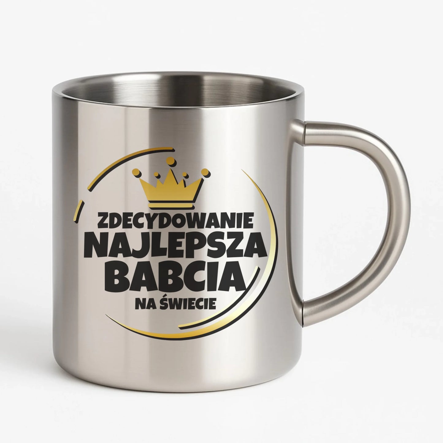 Kubek metalowy dla babci - Zdecydowanie najlepsza babcia B32 - StoryCups.pl