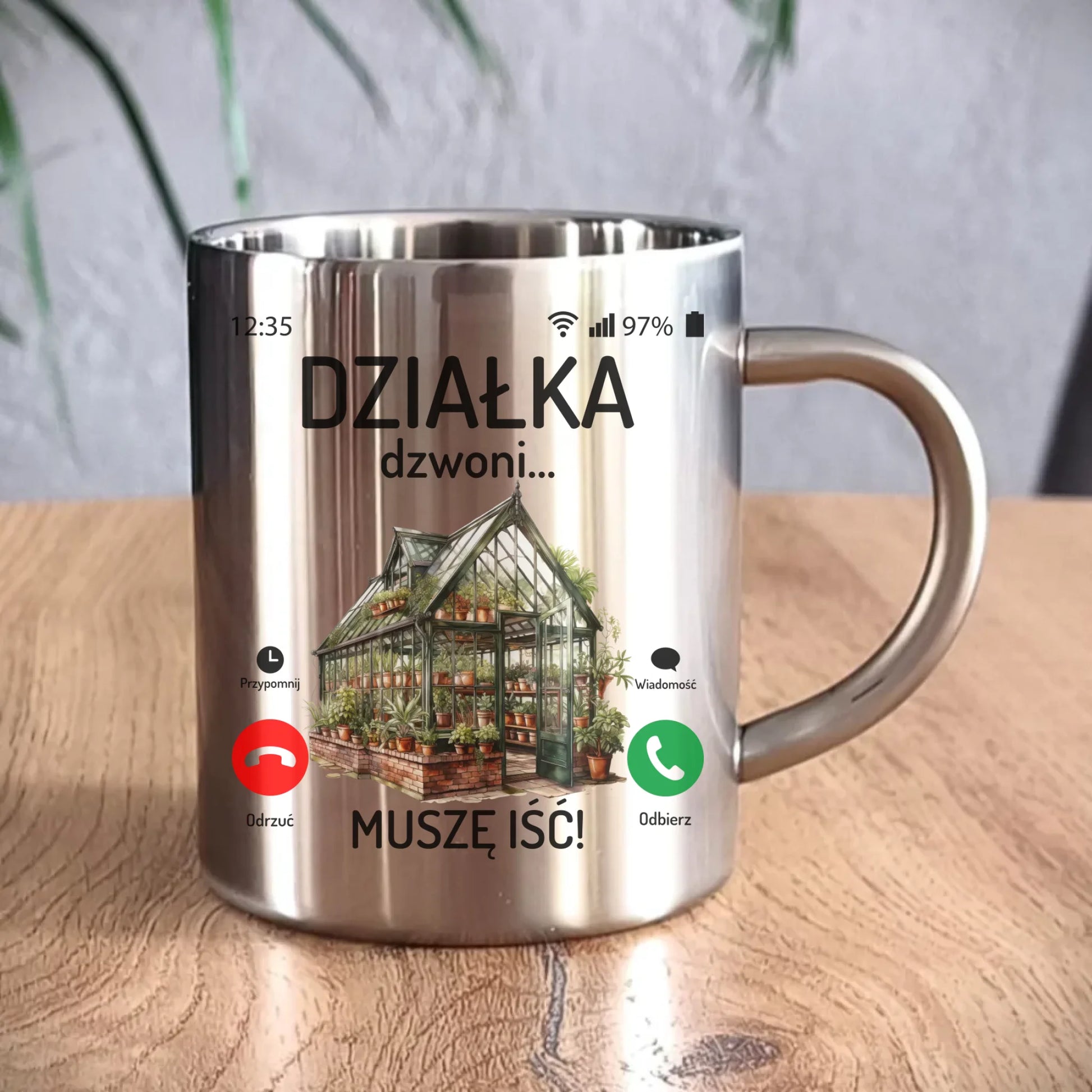 Kubek metalowy dla babci - Działka dzwoni muszę iść B41 - StoryCups.pl